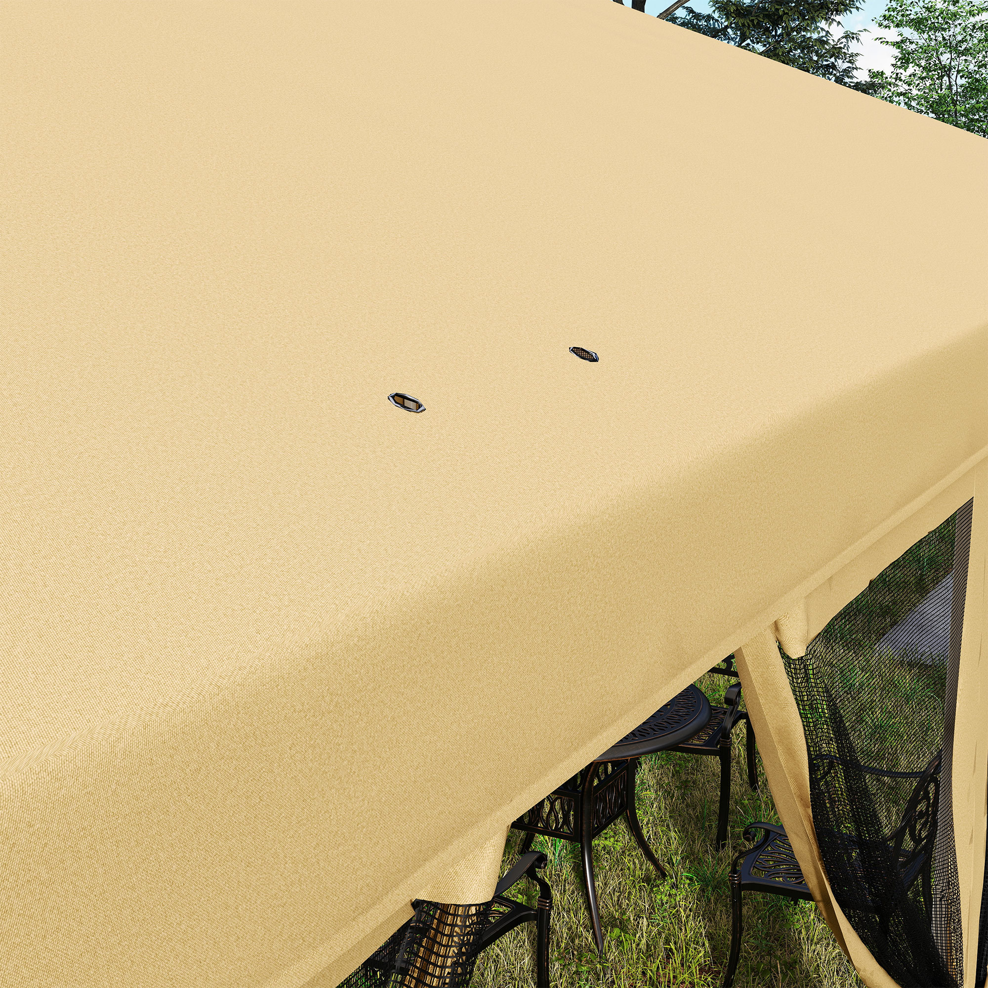  Baldachin Pop-Up cu Plasa, Cort pentru Petreceri cu Geanta de Transport pentru Exterior, 585x295x270 cm, Bej [8]