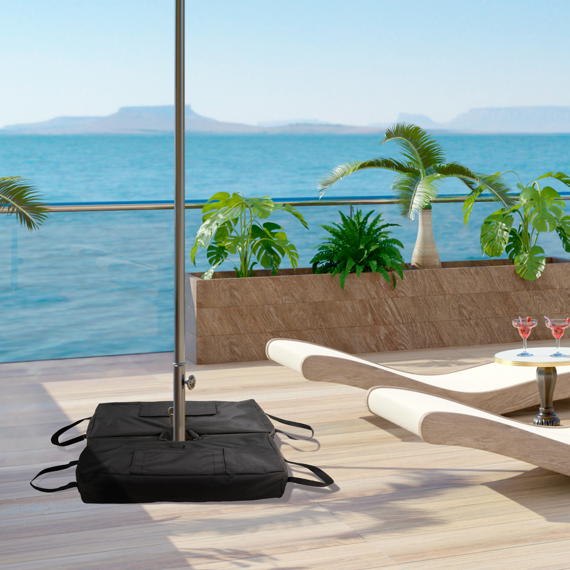  Baza pentru Umbrela, Sac Umplut cu 50 kg de Nisip, Din Plastic si Material Oxford, 50x25x18 cm, Negru [1]