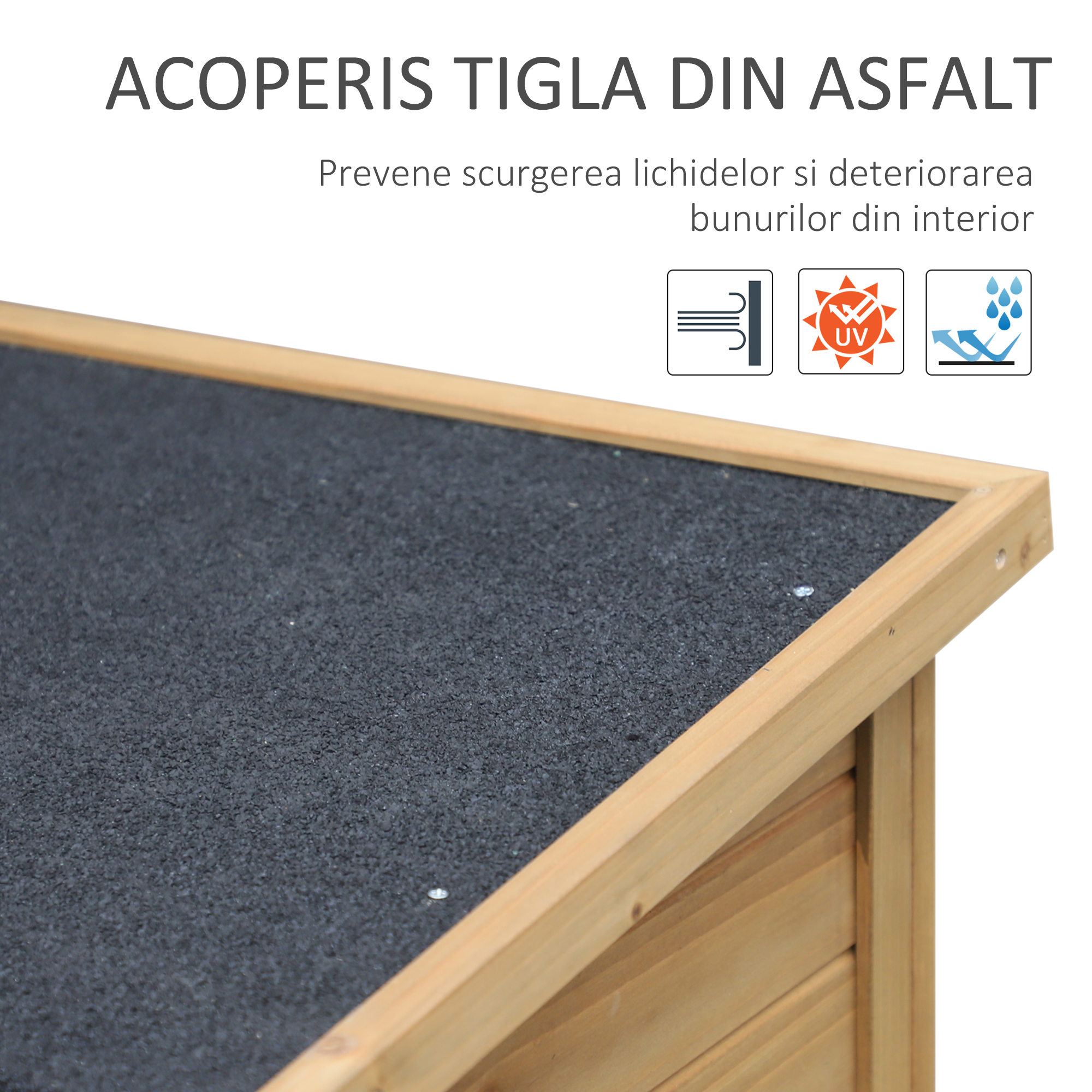  Dulap de gradina din lemn de brad cu acoperis din bitum impermeabil, 87x46.5x96.5cm [4]