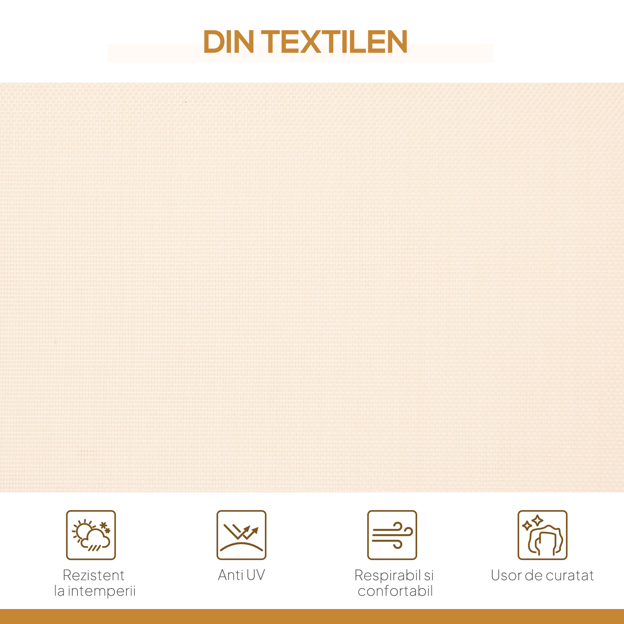  Leagan de gradina cu 3 locuri, copertina, sezut respirabil si cadru din otel, bej [6]