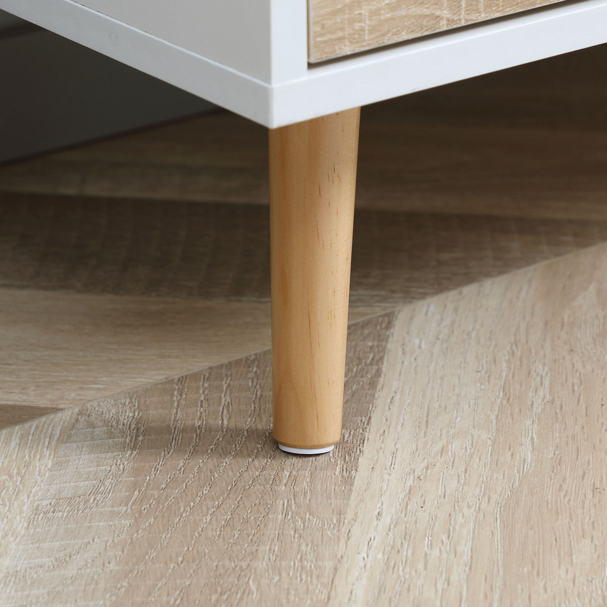  Suport TV modern pentru televizoare de pana la 46", Unitate TV cu dulapuri si sertar, consola media cu usa pentru sufragerie, stejar [8]