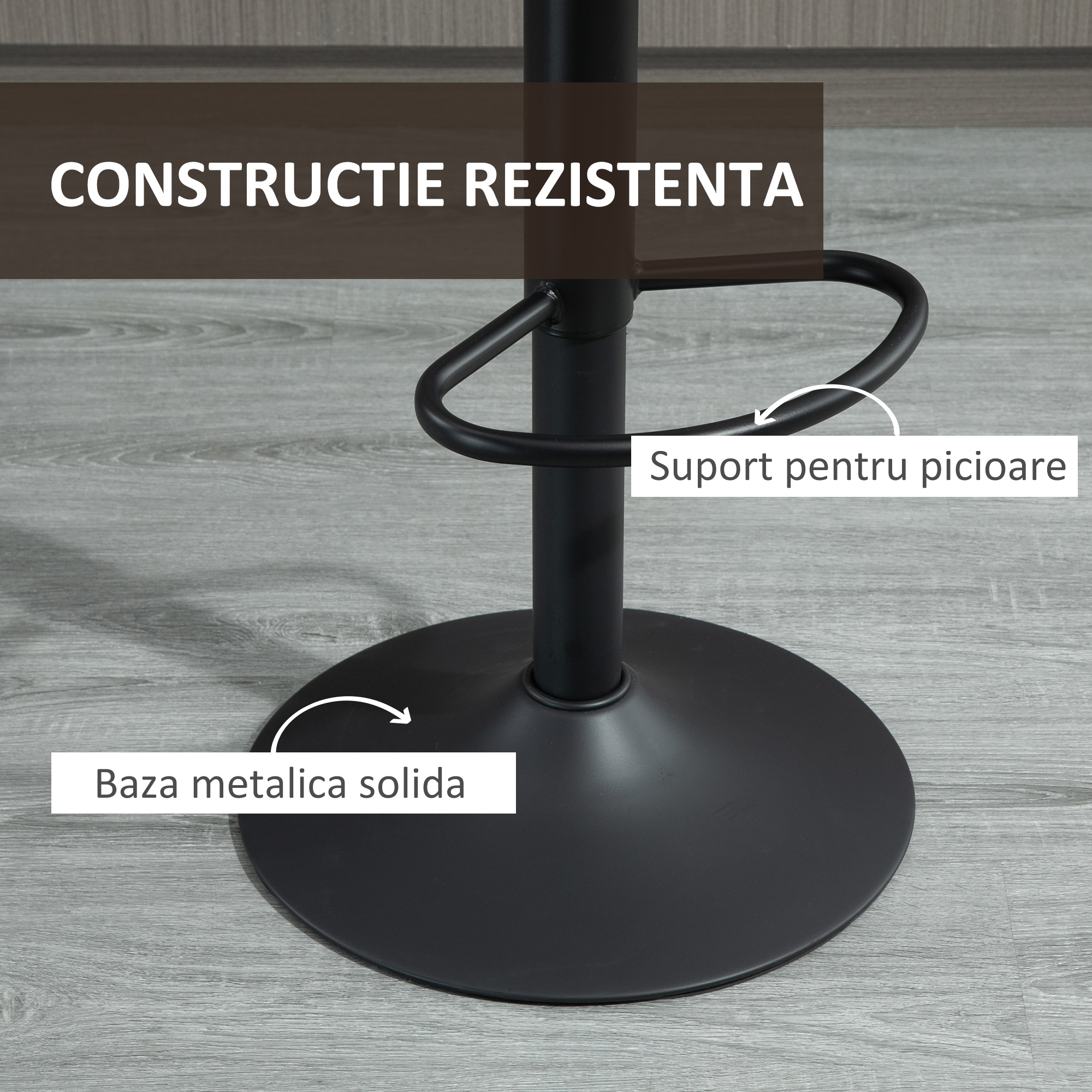  Set 2 Scaune de Bar - Reglabile, Rotative & Captusite [5]