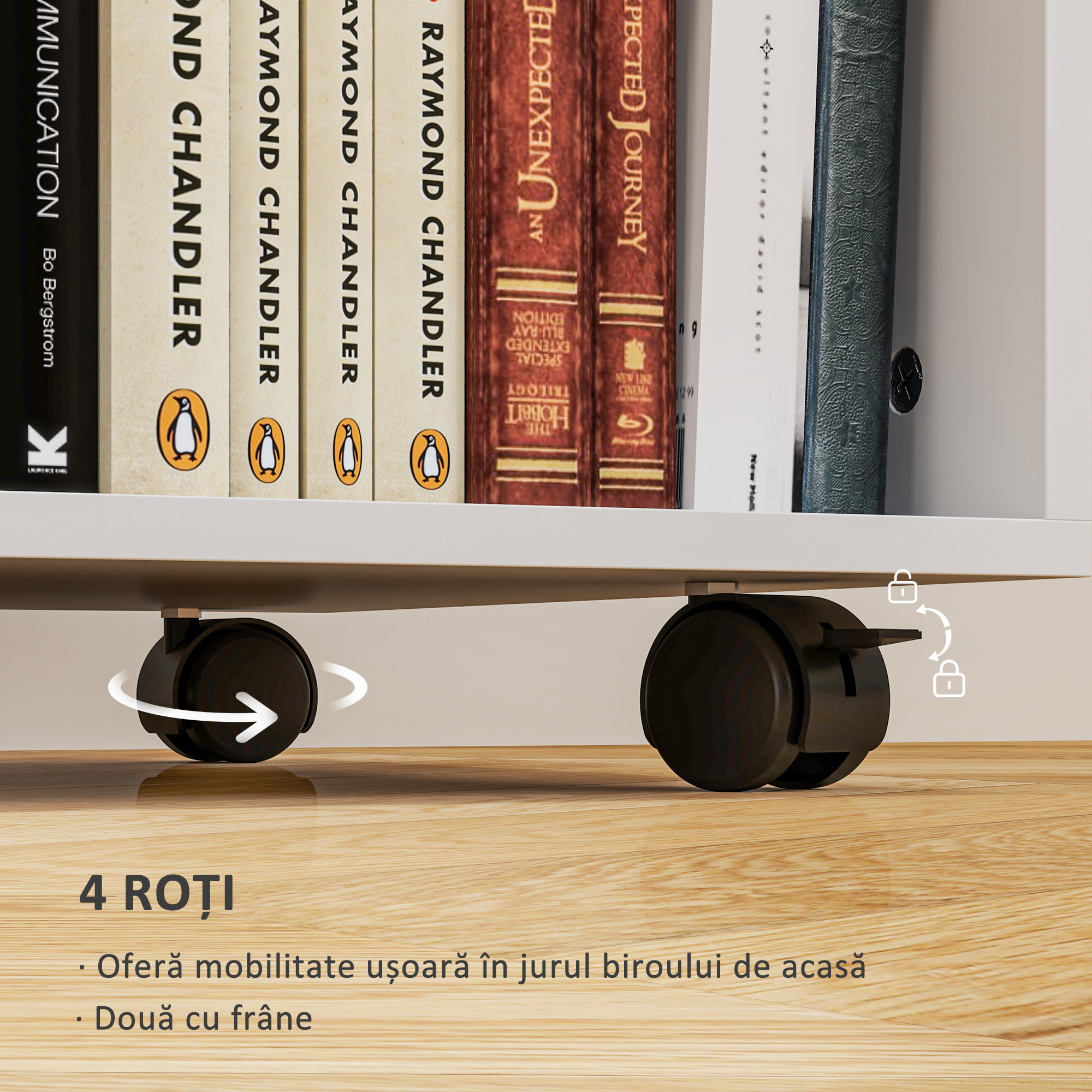  Dulap cu Sertare pentru Birou, Suport pentru Documente cu 3 Sertare cu incuietoare si Chei, 60x40x56 cm, Alb [5]