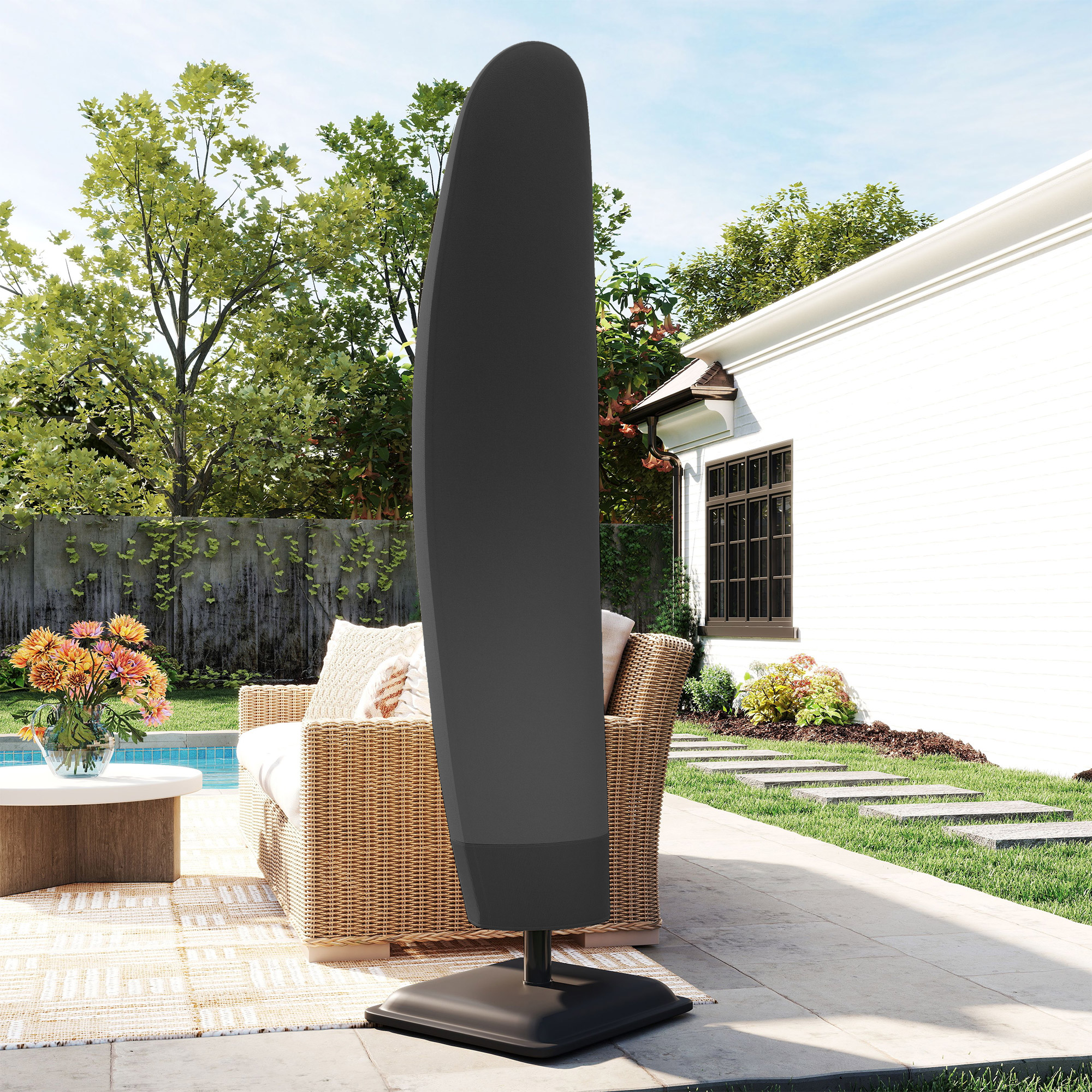  Husa pentru Umbrela 3x3 m Impermeabila, Protectie cu Fermoar si snur, Negru [1]