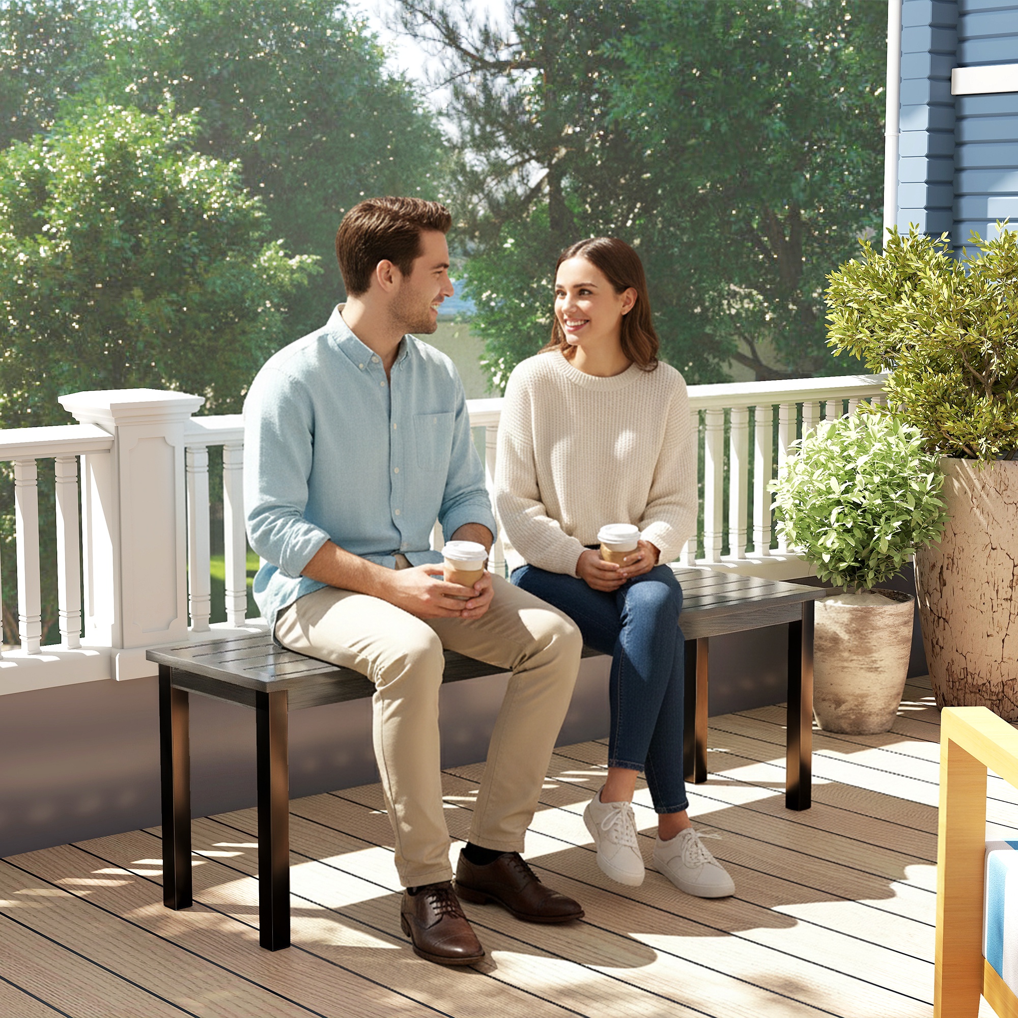  Banca de gradina cu 2 locuri, 130x34x43 cm, gri [8]