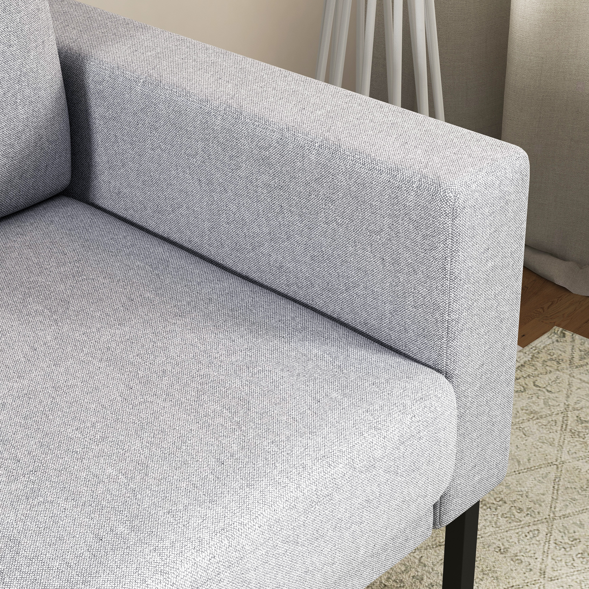  Scaune de Efect Moderne cu Scaun Captusit, Fotoliu Tapitat pentru Dormitor cu Picioare din Otel, Gri Deschis [8]