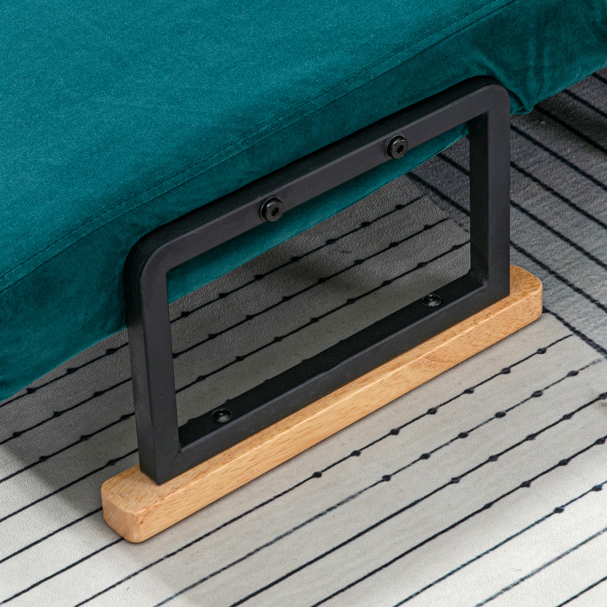  Canapea Pat Dublu 3 in 1 Catifelata cu Spatar Reglabil pe 5 Niveluri si Perne, Verde marin [8]