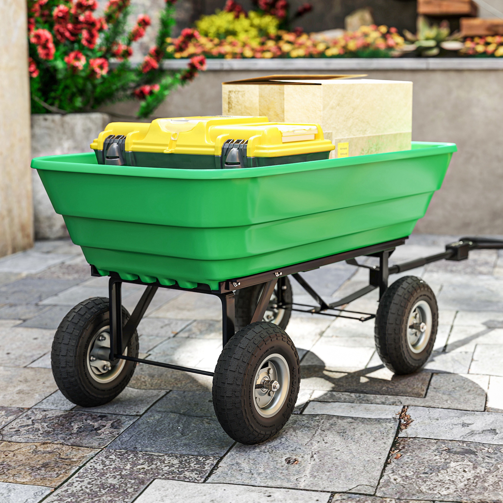  Set 2 Roti pentru Carucior Capacitate 80 kg cu Profil Scanat, Roti din Cauciuc si Otel, Ø25.5x7.5 cm, Negru [5]