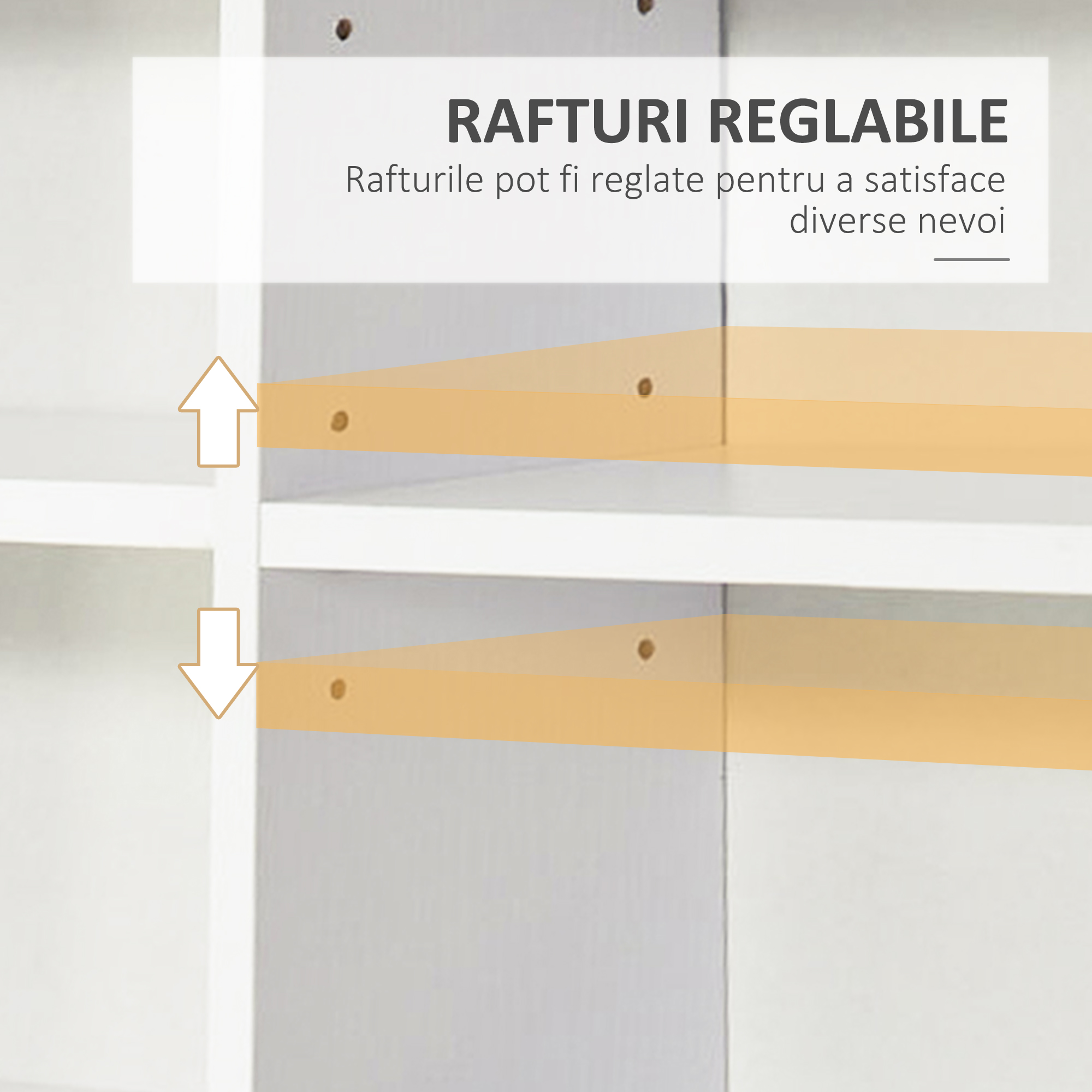  Biblioteca CD de perete cu 24 de rafturi reglabile, 195 x 102 x 23.5cm, alb [4]