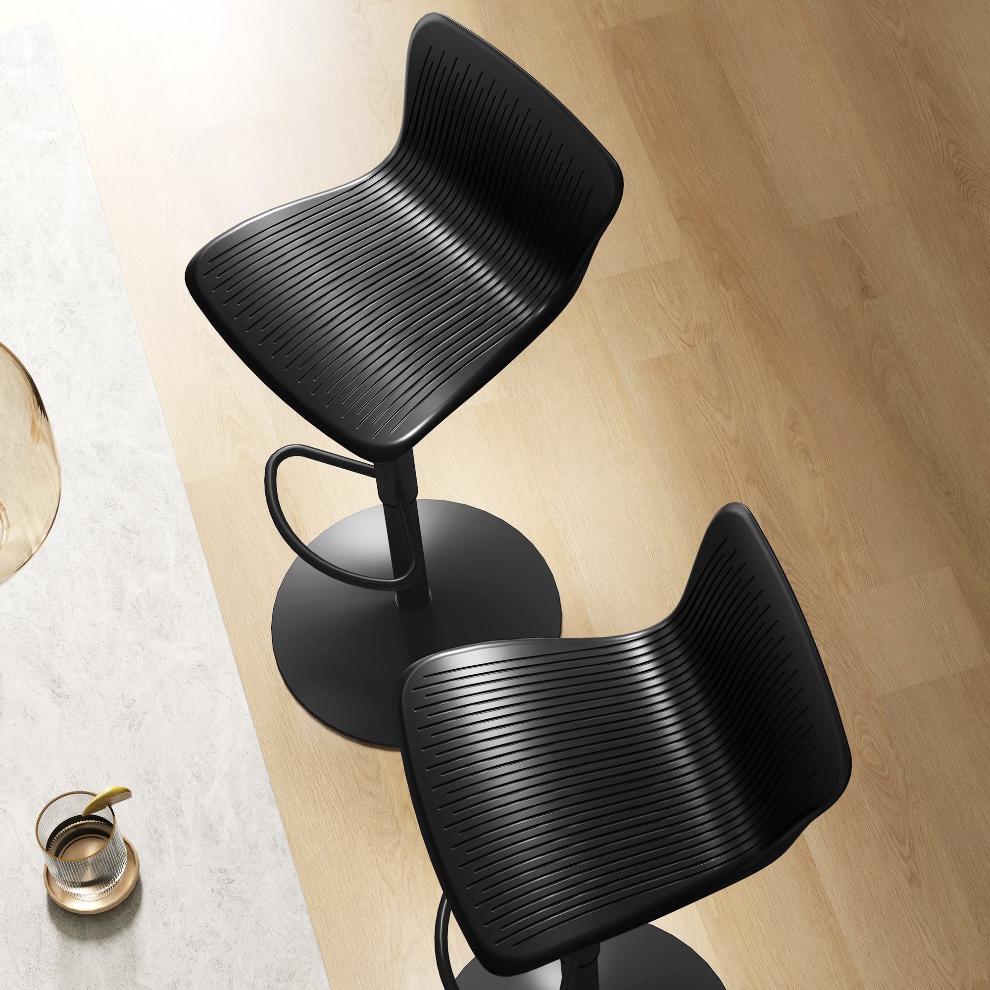  Set 2 Scaune de Bar cu Spatar Ergonomic, 38,5x40x76,5-97,5 cm, Alb [7]