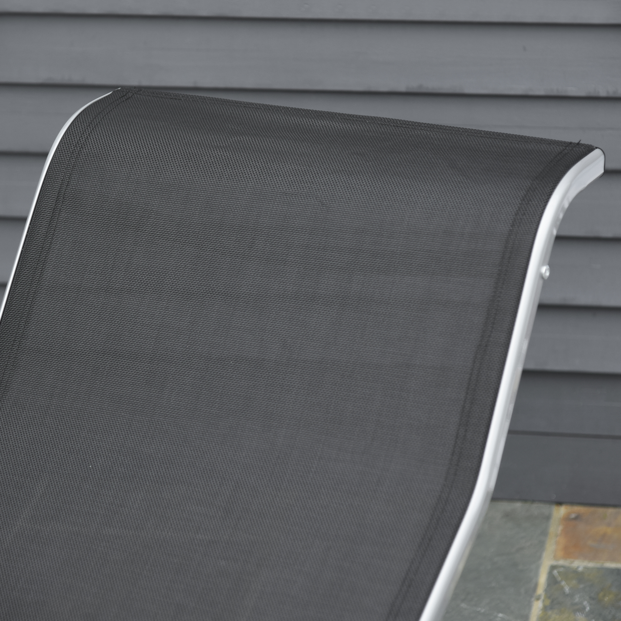  Set 2 Sezlonguri de Gradina si 1 Masuta cu Raft din Sticla Negru [7]