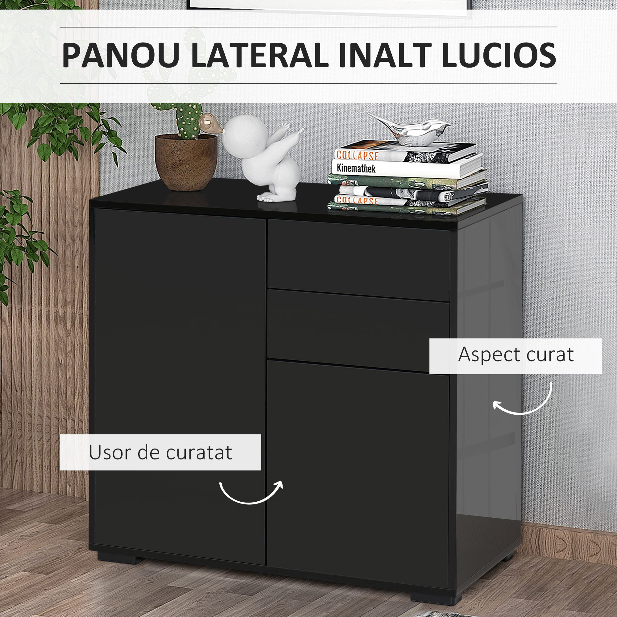  Mobilier Multiuz 79×36×74 cm - Alb cu Sertare si Dulapuri Push [5]