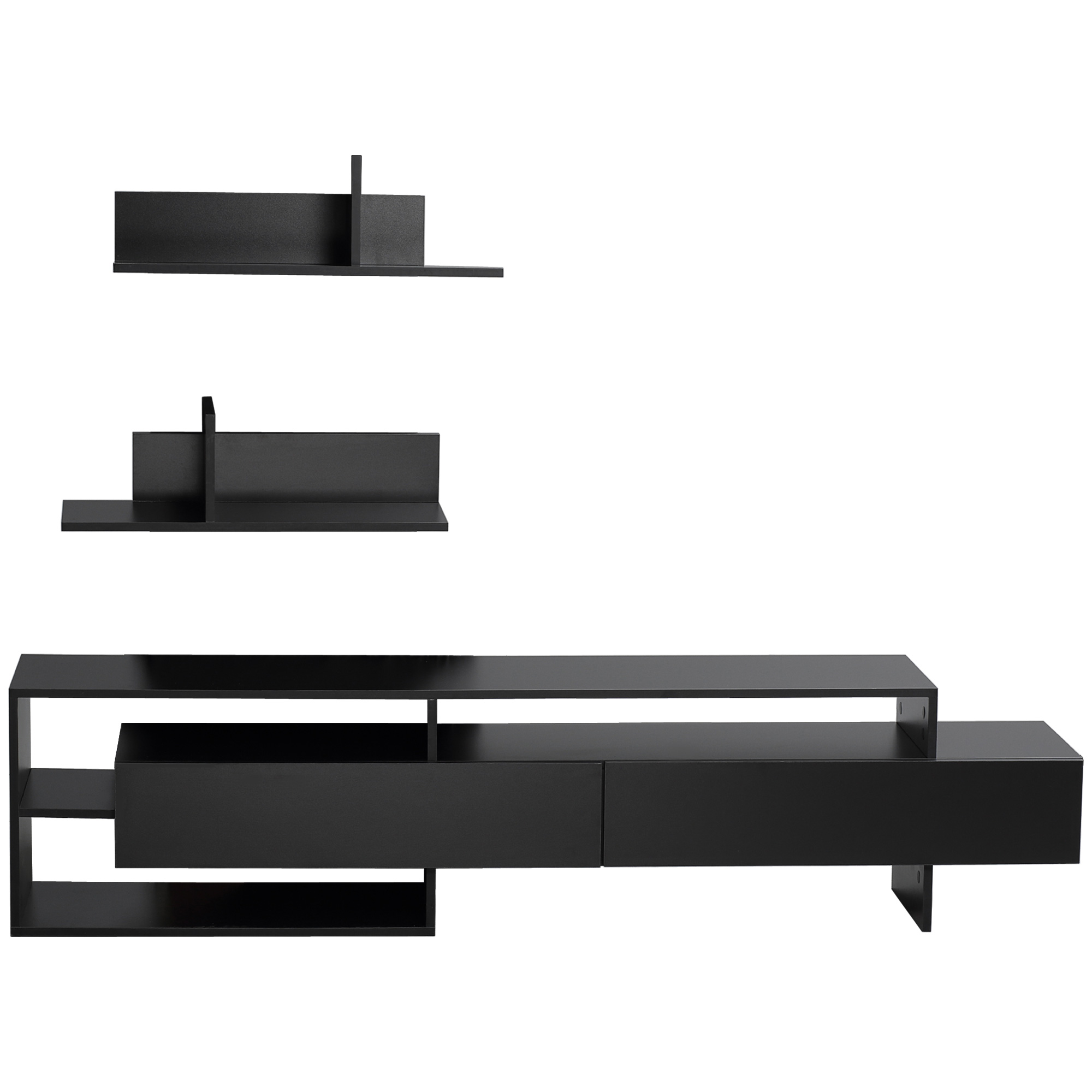  Suport TV Modern 130 cm cu Dulapuri si Rafturi - Negru [7]