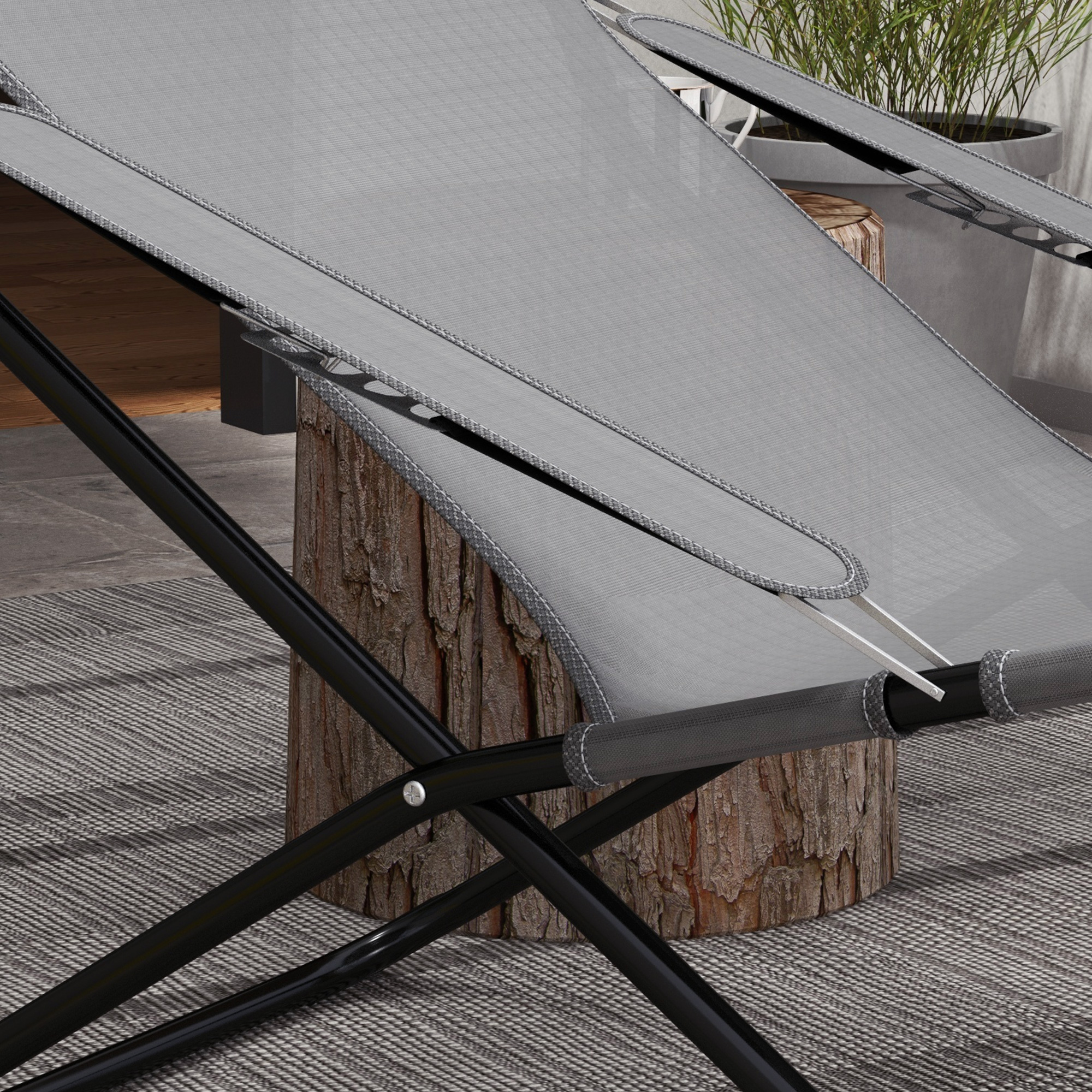  Scaune Rabatabile Pliabile de Terasa cu Spatar Reglabil [8]