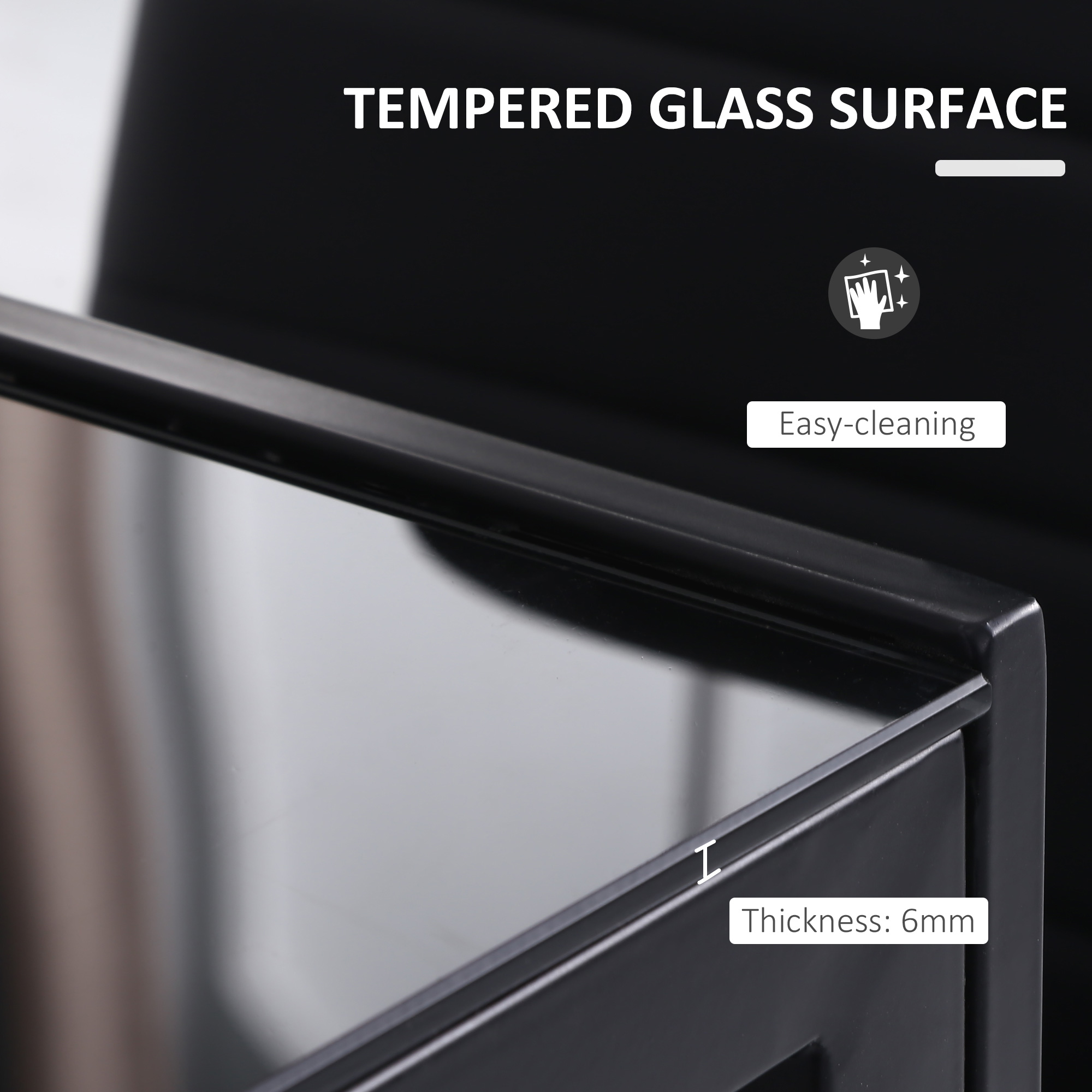  Masa Rectangulara pentru 4 Persoane din Metal si Sticla Calita, 120x60x75 cm, Negru [3]