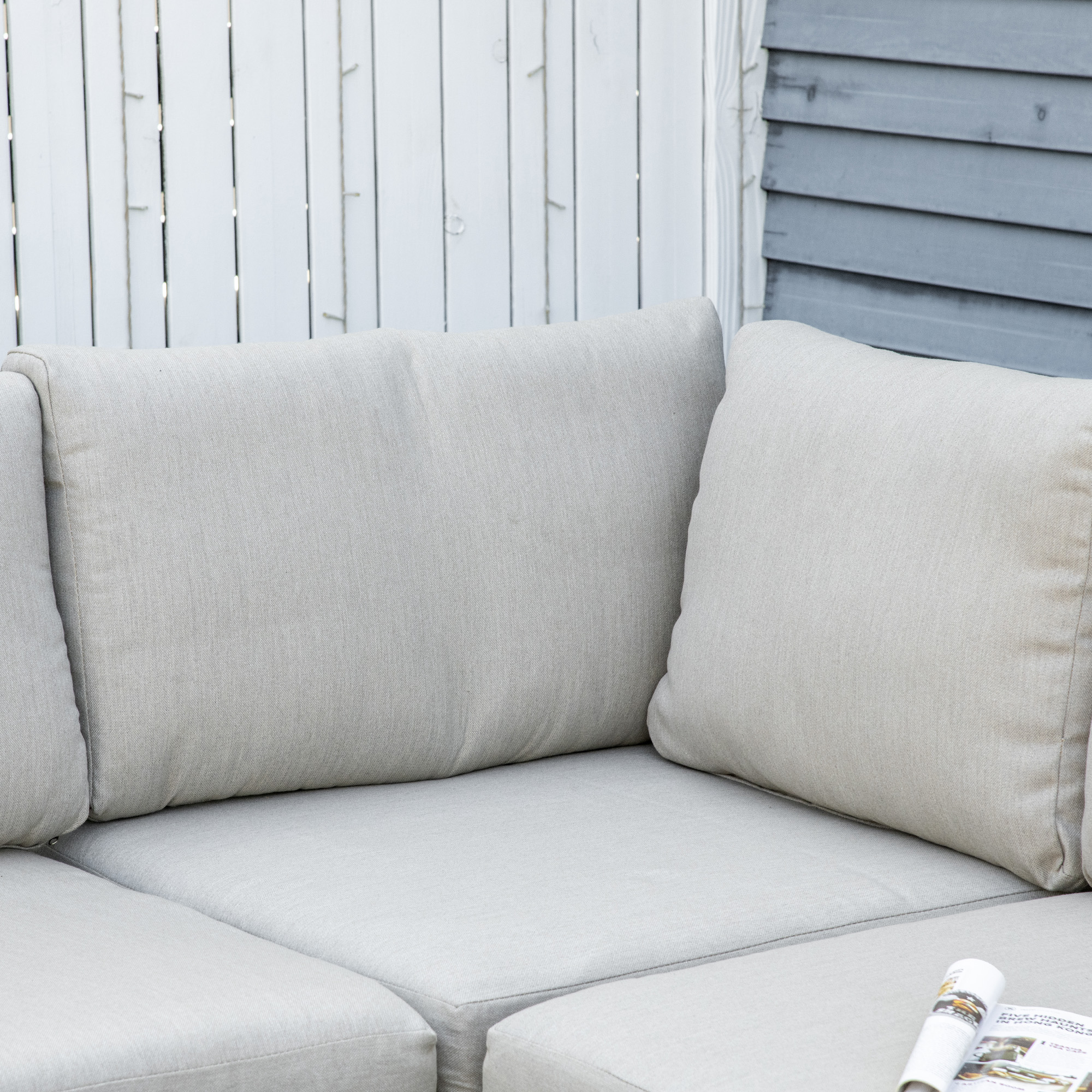  Mobilier pentru gradina 7 bucati, modular cu masuta, fotoliu, fotoliu de colt si 2 canapele din ratan PE cu perne, bej [8]