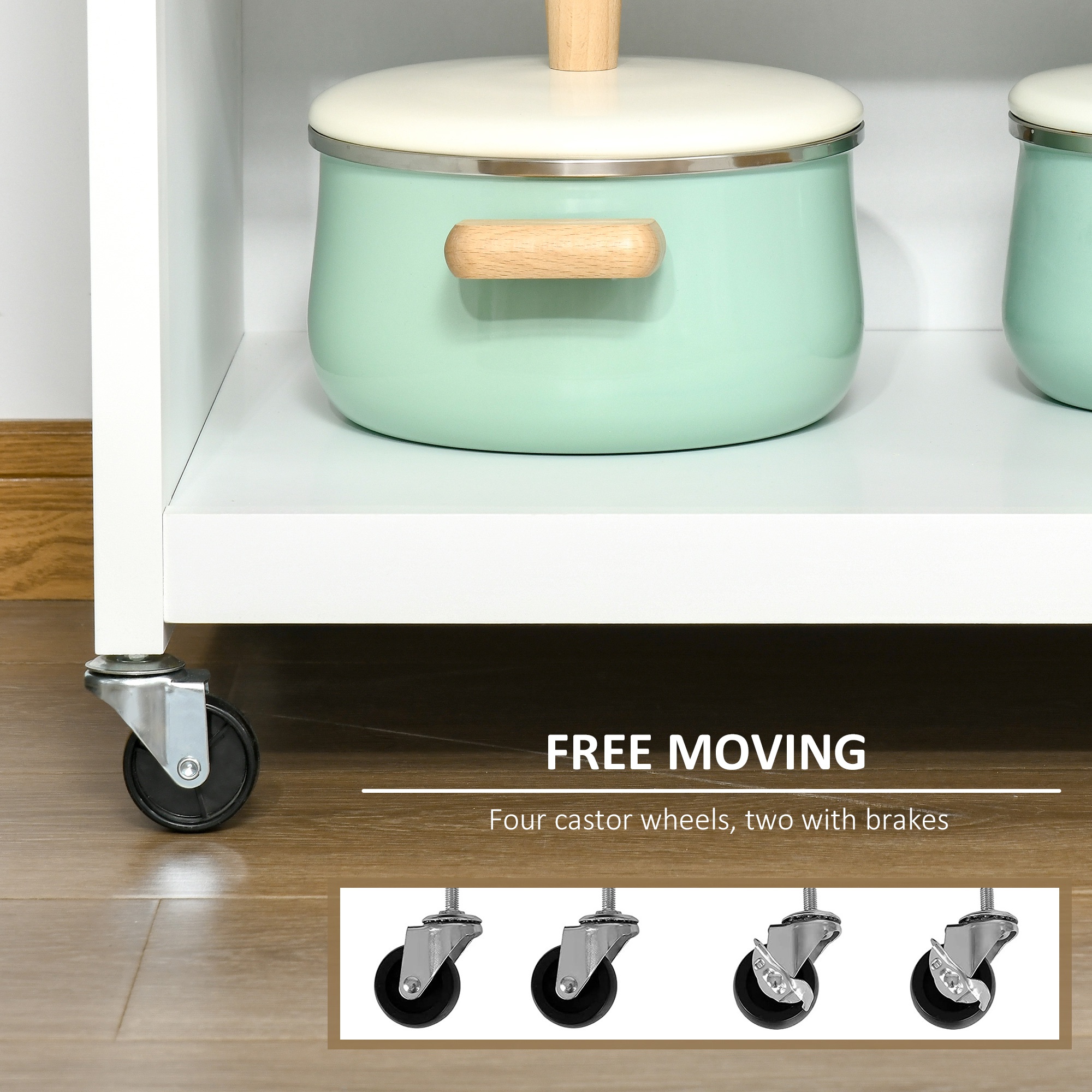  carucior de bucatarie, multifunctional, 67x48x86.5cm, alb [5]