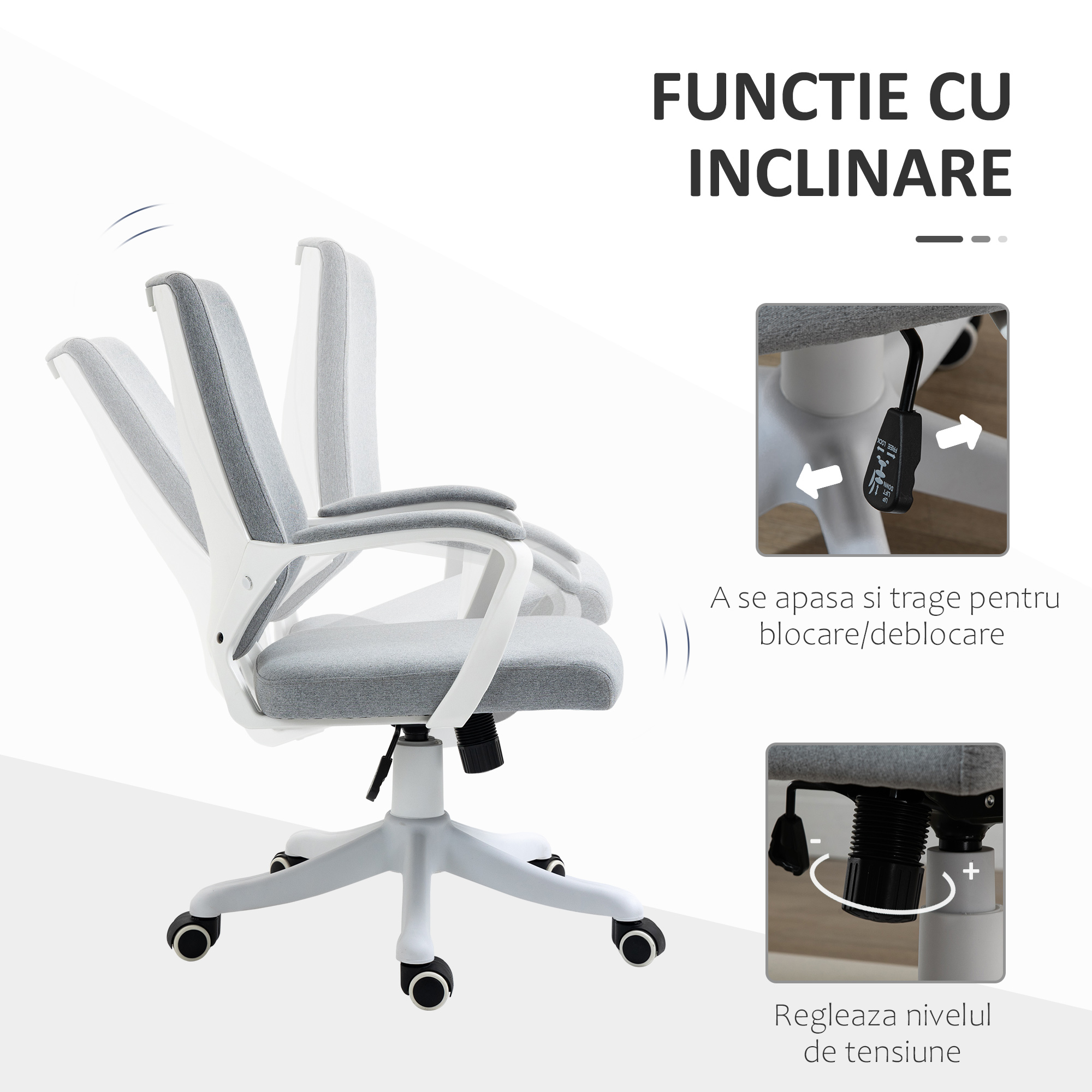  Scaun Ergonomic Birou - Pivotant, Reglabil & Cu Balansoar [4]
