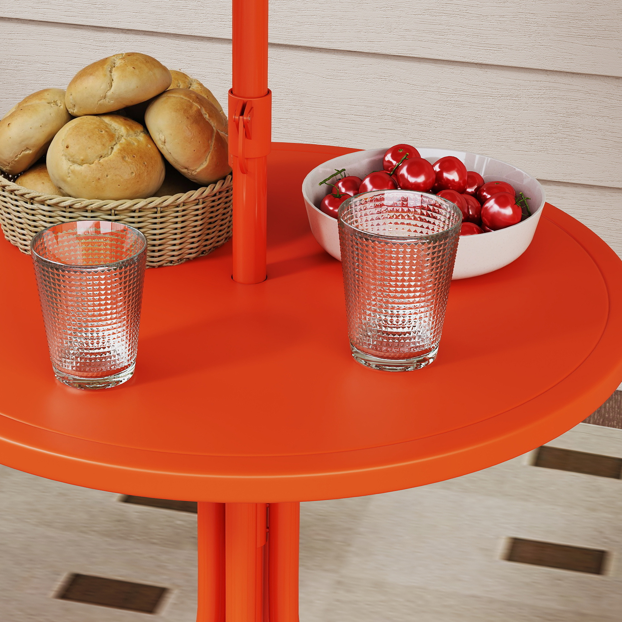  Masa de Picnic pentru Copii, Set Masa si Scaune cu 2 Scaune Pliabile si Umbrela Detasabila, Tematica Jungla, Mobilier de Exterior pentru Gradina, Patio, Portocaliu [8]