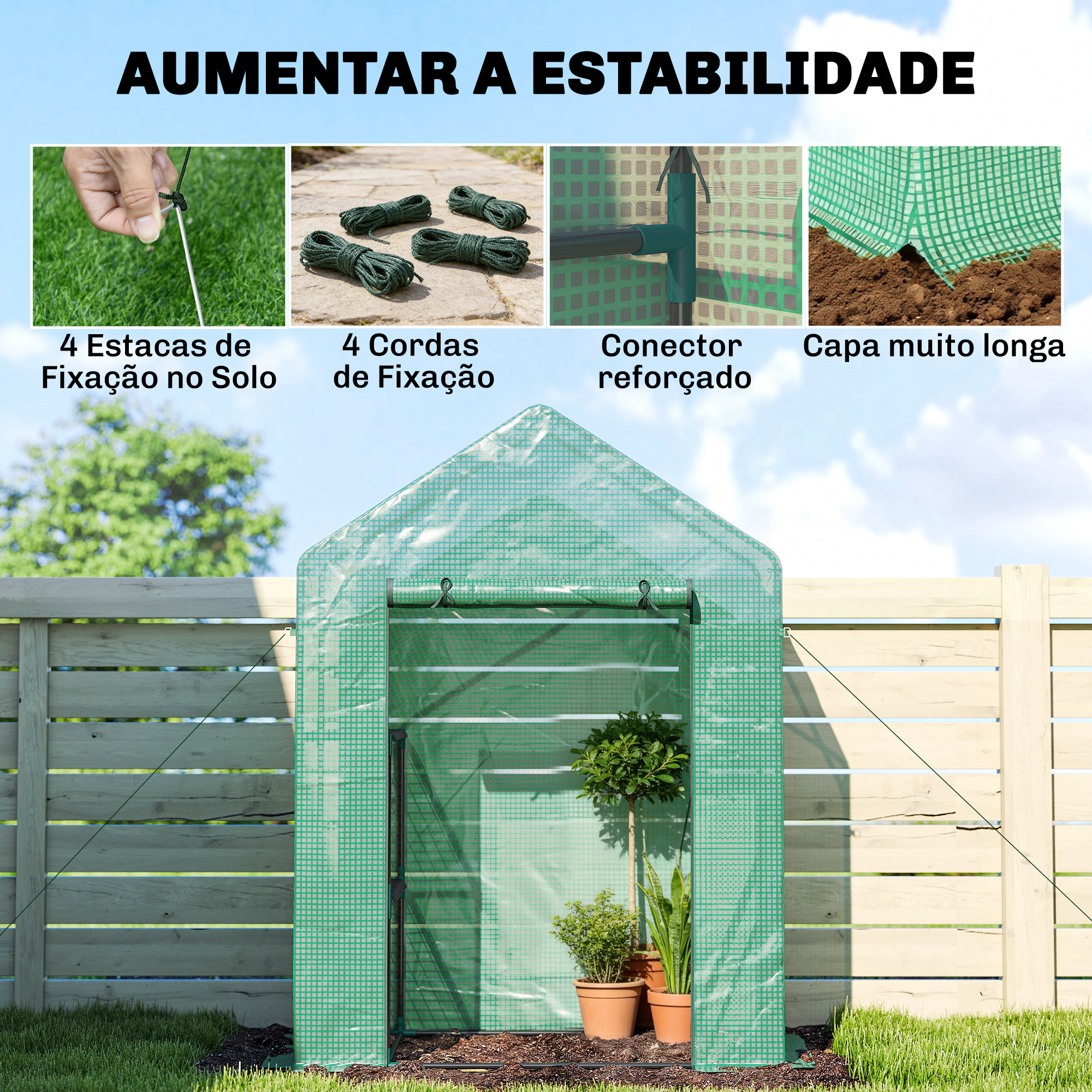  Sera de Gradina 143 x 73 x 195 cm cu Rafturi cu 2 Etaje, Verde [6]