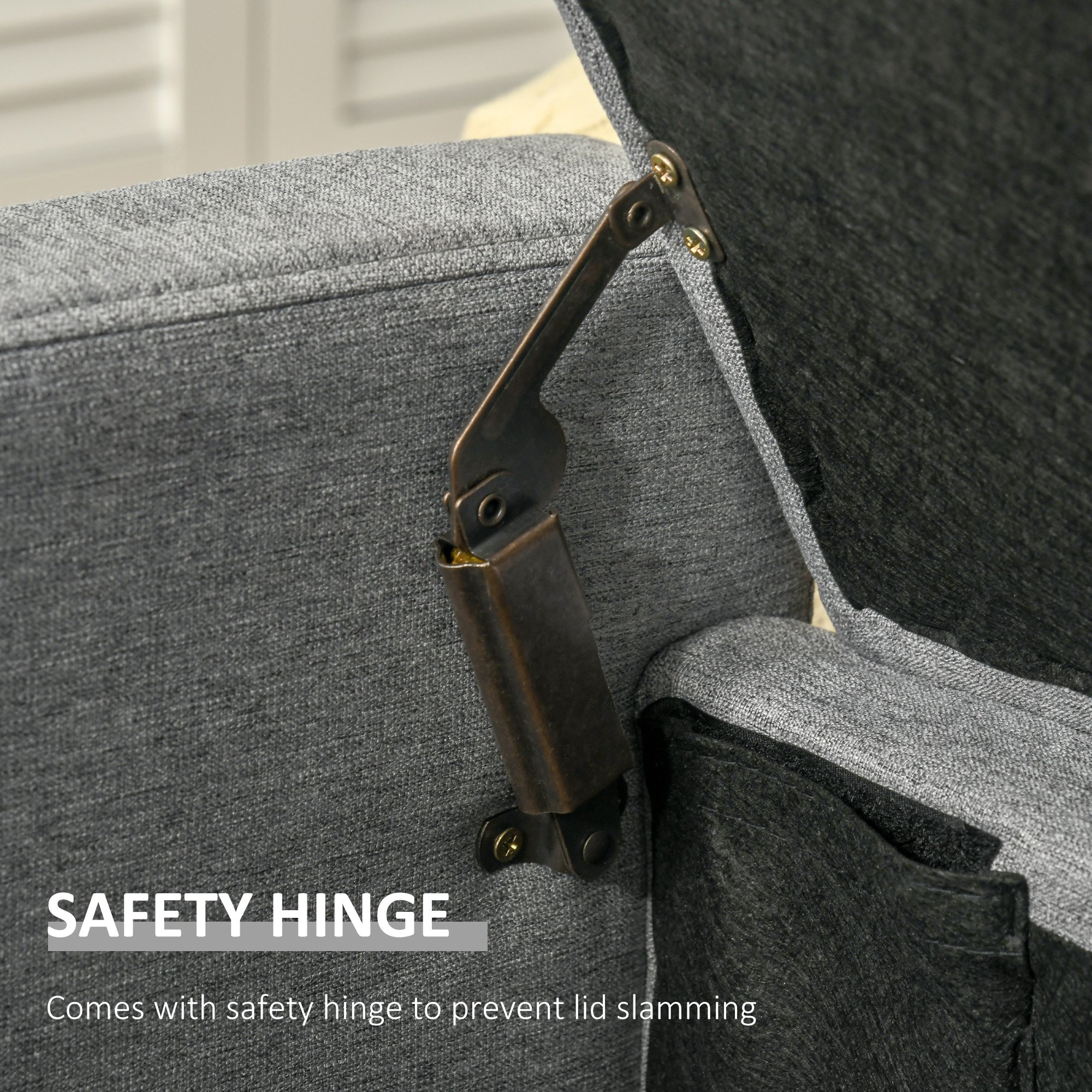 Banca dormitor  cu Compartiment de Depozitare din Tesatura, 120x50x44cm - Gri [4]