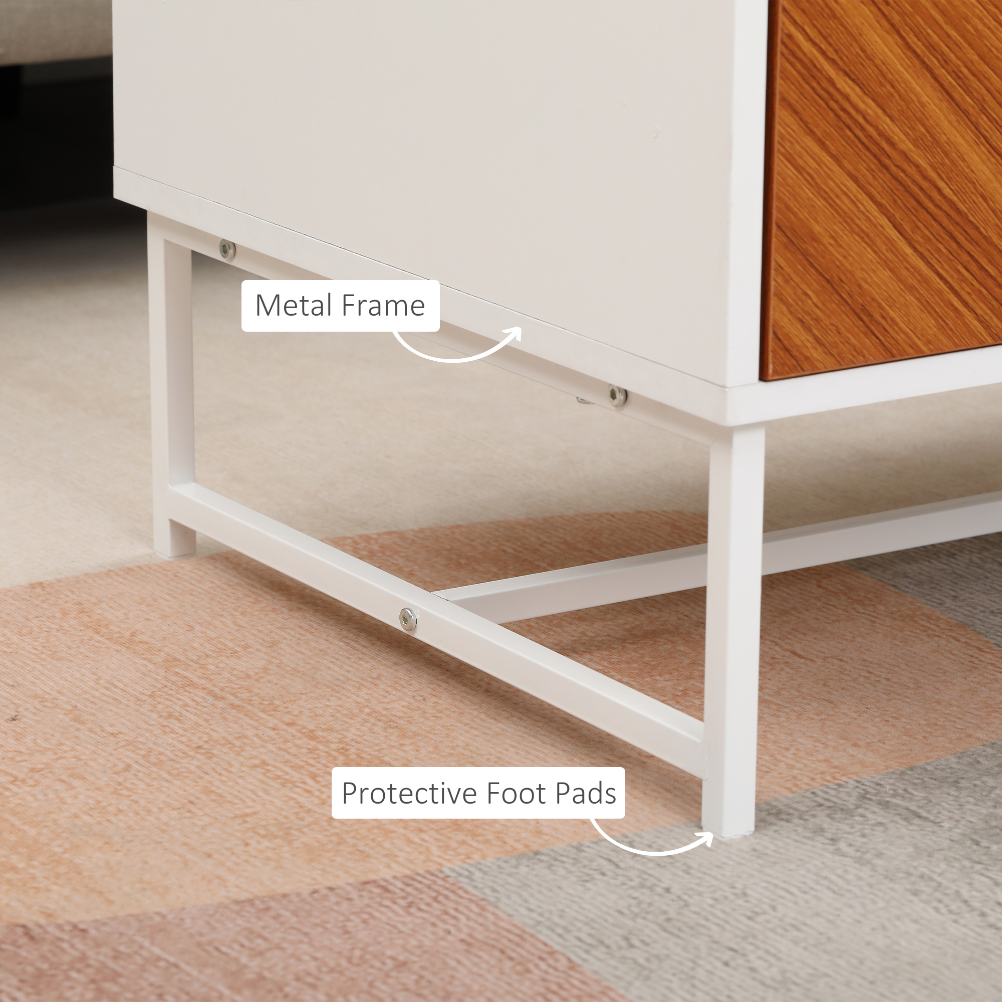 Masuta de cafea moderna , Masa de cocktail rectangulara cu sertare si compartiment de depozitare deschis, Picioare din metal pentru camera de zi [6]