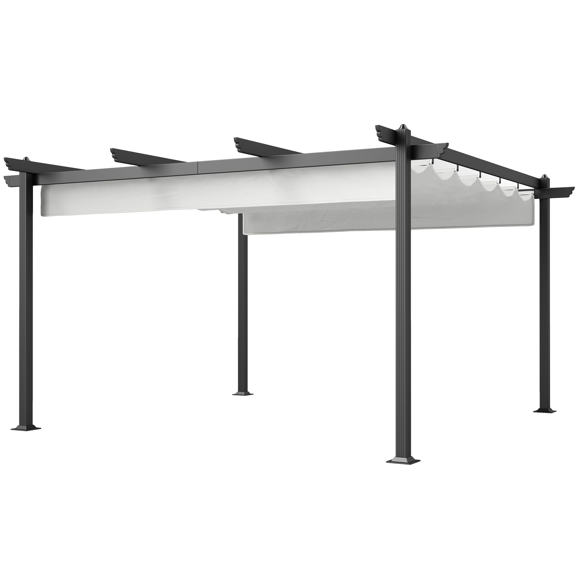 Gradina & balcon -  Pergola Retractabila cu Structura din Aluminiu, Copertina de Soare pentru Gradina sau Terasa, 390x390x223 cm, Alb