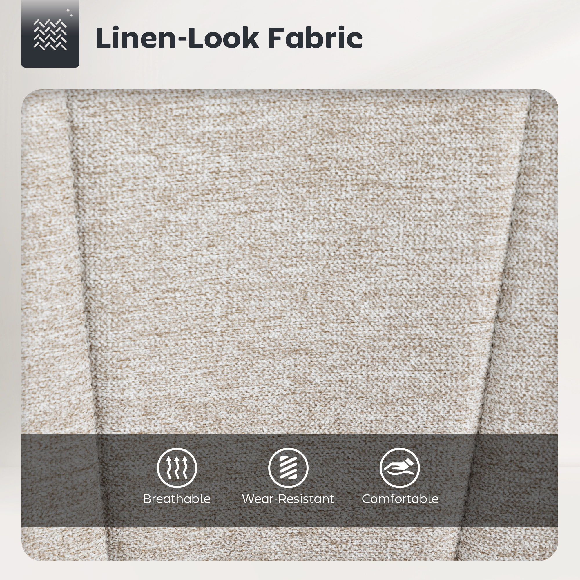  Set 2 Scaune de Bar Rotative din tesatura cu inaltime Ajustabila Bej [5]