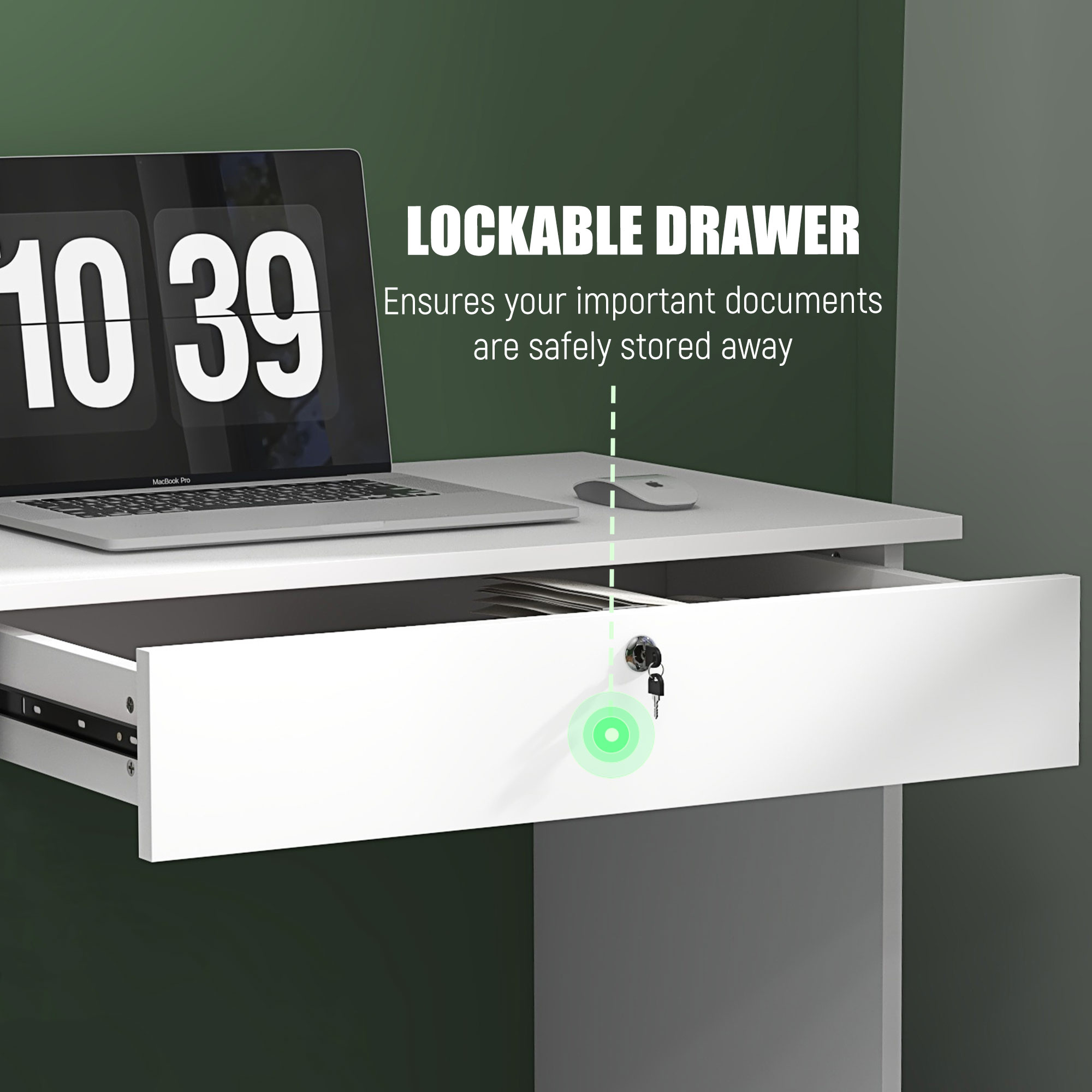  Birou Modern 140 cm cu 5 Sertare si Sertar Incuiabil [4]