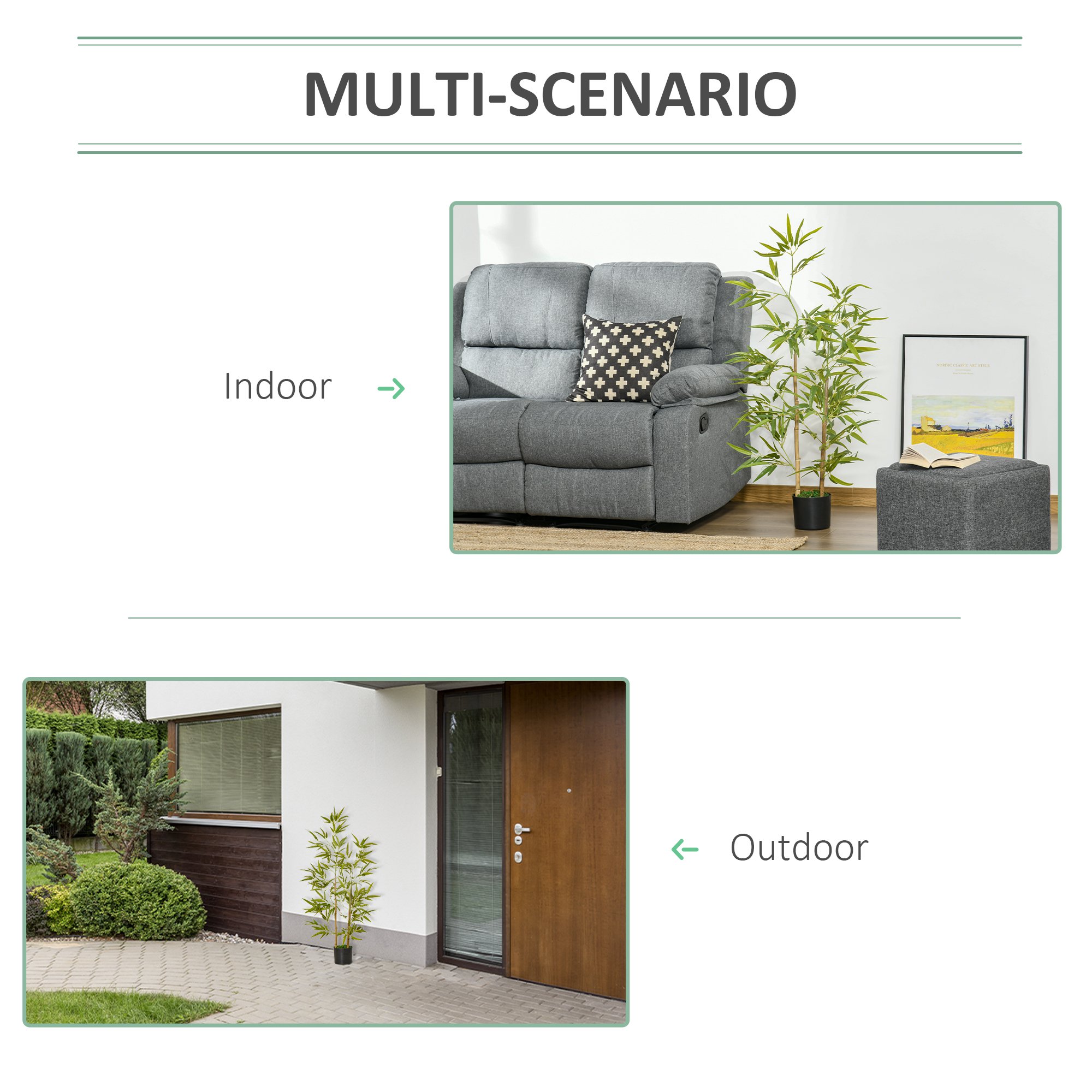 Planta Bambus Artificial Inaltime 120 cm cu Ghiveci pentru Interior si Exterior -Verde [3]