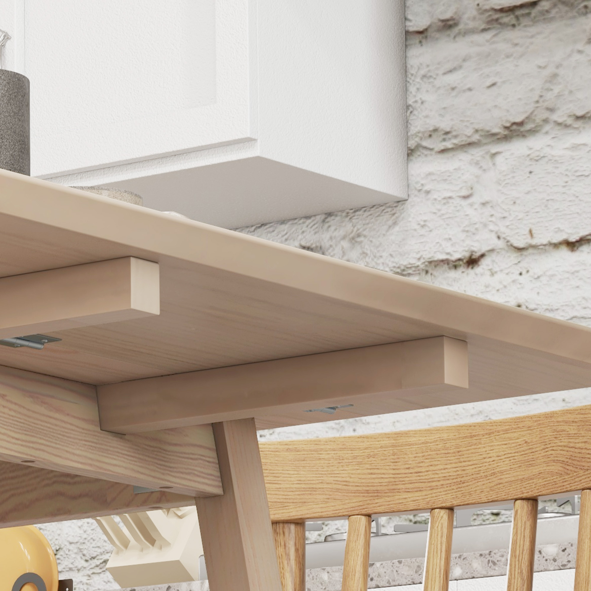  Masa Plianta cu Economie de Spatiu cu 2 Clapete, Masa pentru 2-4 Persoane din Lemn de Pin, 110x86x75 cm, Lemn Natural [7]