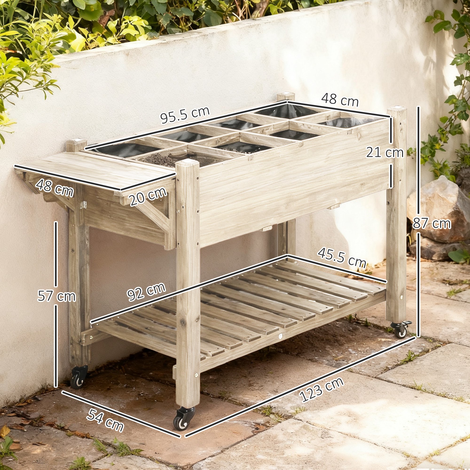  Jardiniera din lemn pentru gradina, 123x54x74cm, maro [2]