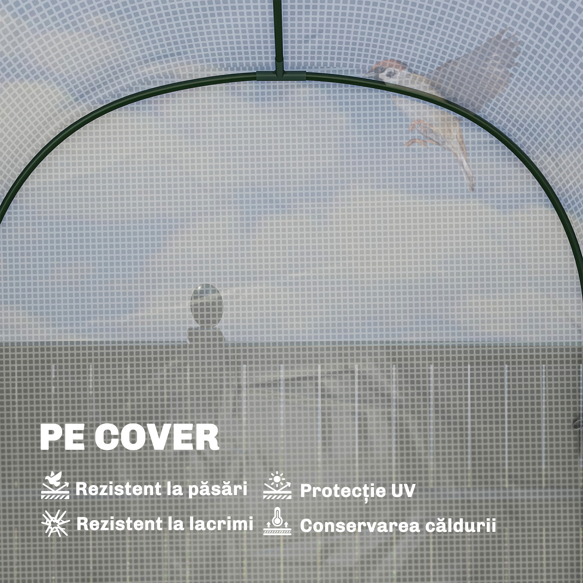  Sera de Gradina cu Rafturi pe 2 Niveluri si Usa Rulabila, Sera pentru Gradina cu Cadru din Otel, Acoperis Anti-UV din PE, pentru Legume, Flori, Plante, 123 x 187 x 189 cm, Alb [4]