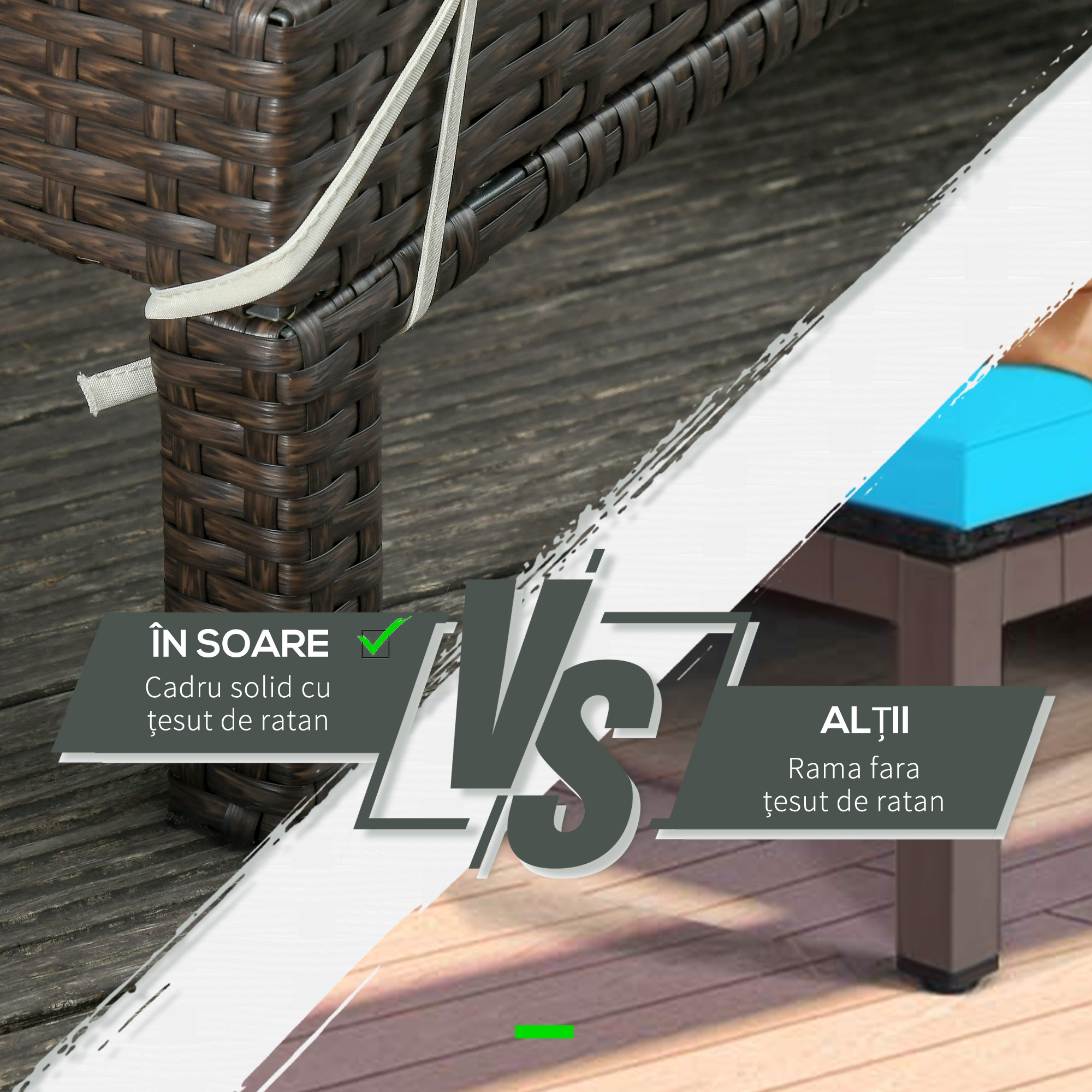  Sezlong cu 2 Locuri din PE Ratan Maro cu Saltea Alba 195 x 120 x 28 cm [7]