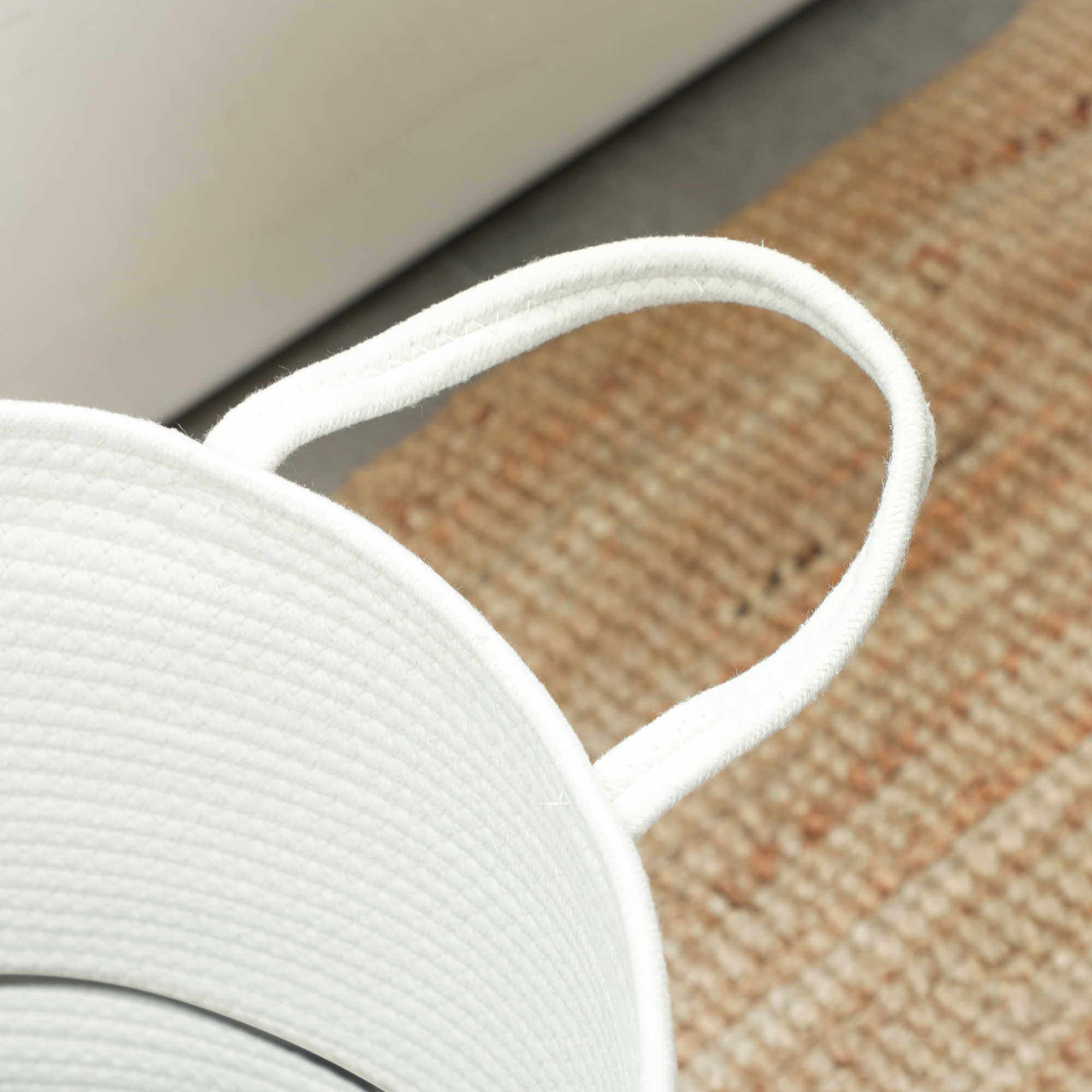  Cos pentru rufe de 36L, portabil si pliabil cu manere din bumbac natural, Ø38x45 cm, crem [7]