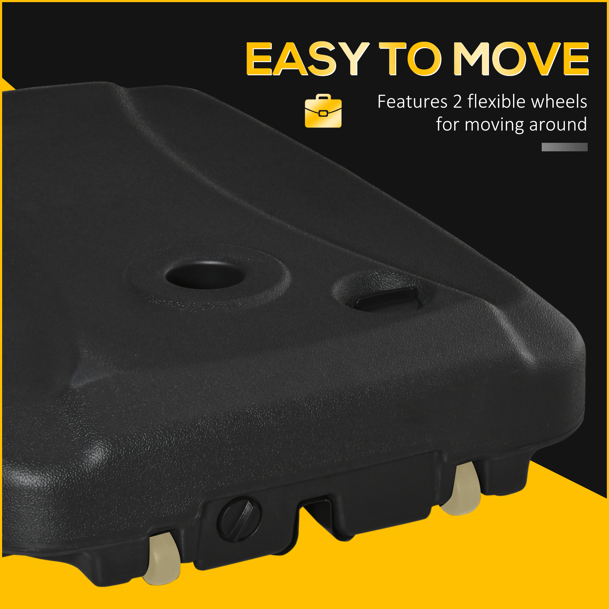  Baza pentru Umbrela cu Brat Baza in T si Rotile, 80x60x17 cm, Negru [6]