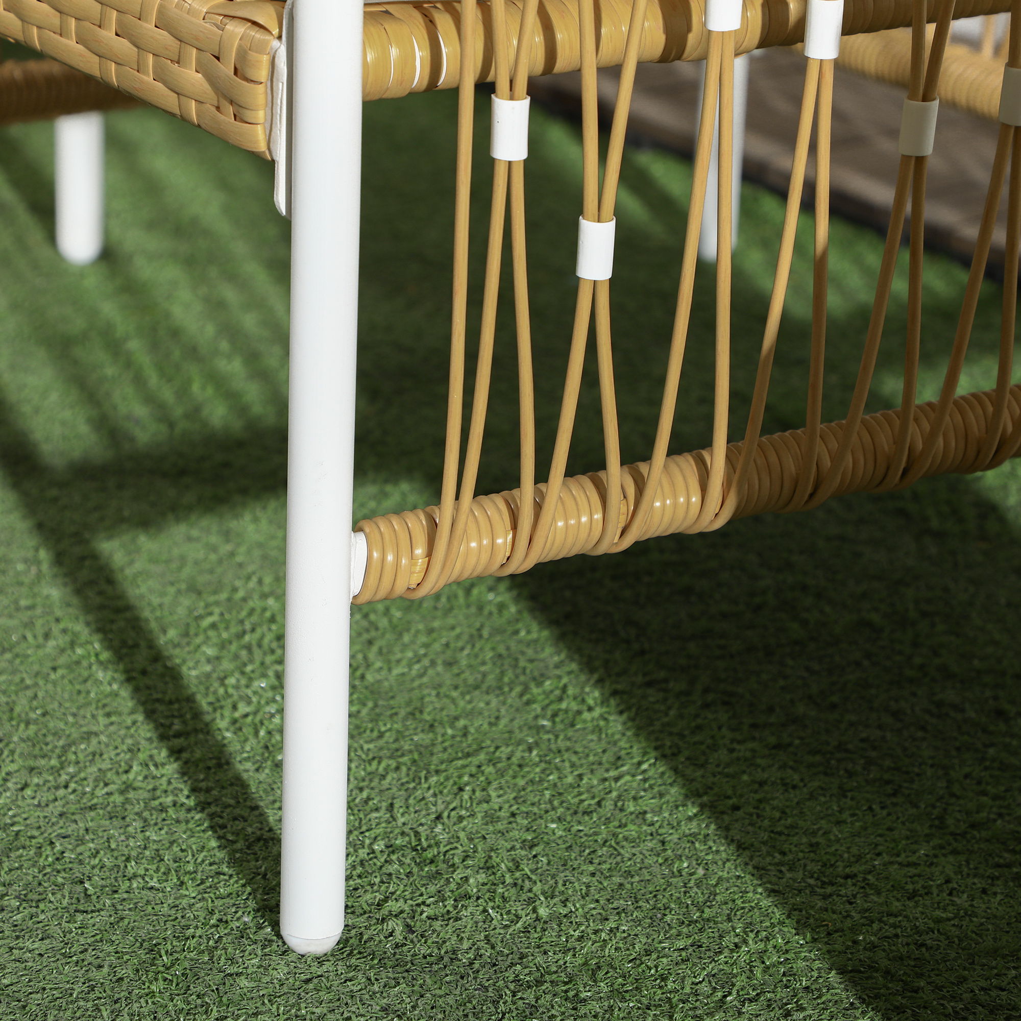  Mobilier din 3 Piese pentru Terasa, Set din 2 Canapele si o Masuta de Cafea pentru Exterior din Ratan, 72x66x64 cm, Crem [8]