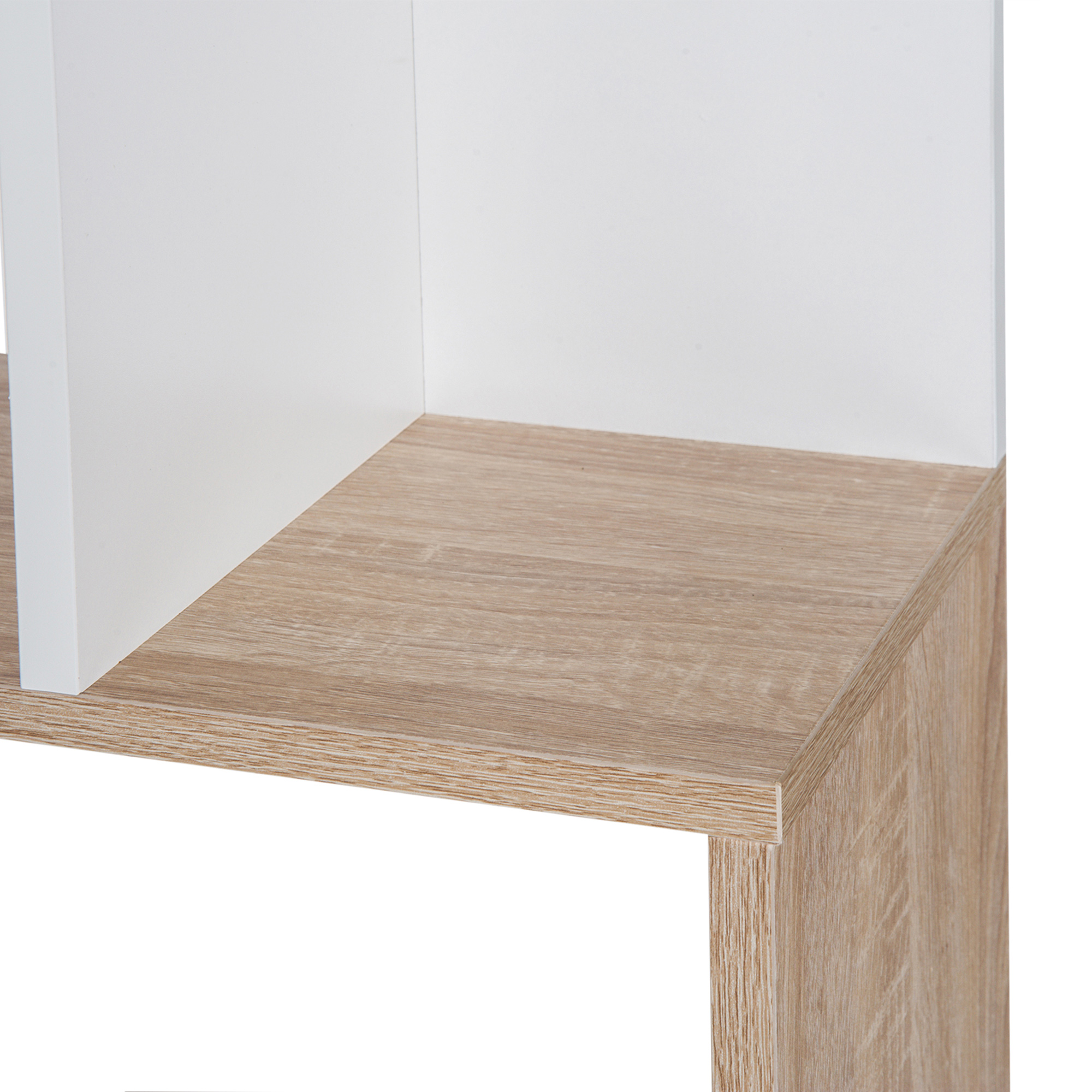  Librarie de Design Modern 4 rafturi Lemn Natural si Alb, 60x24x148cm [6]