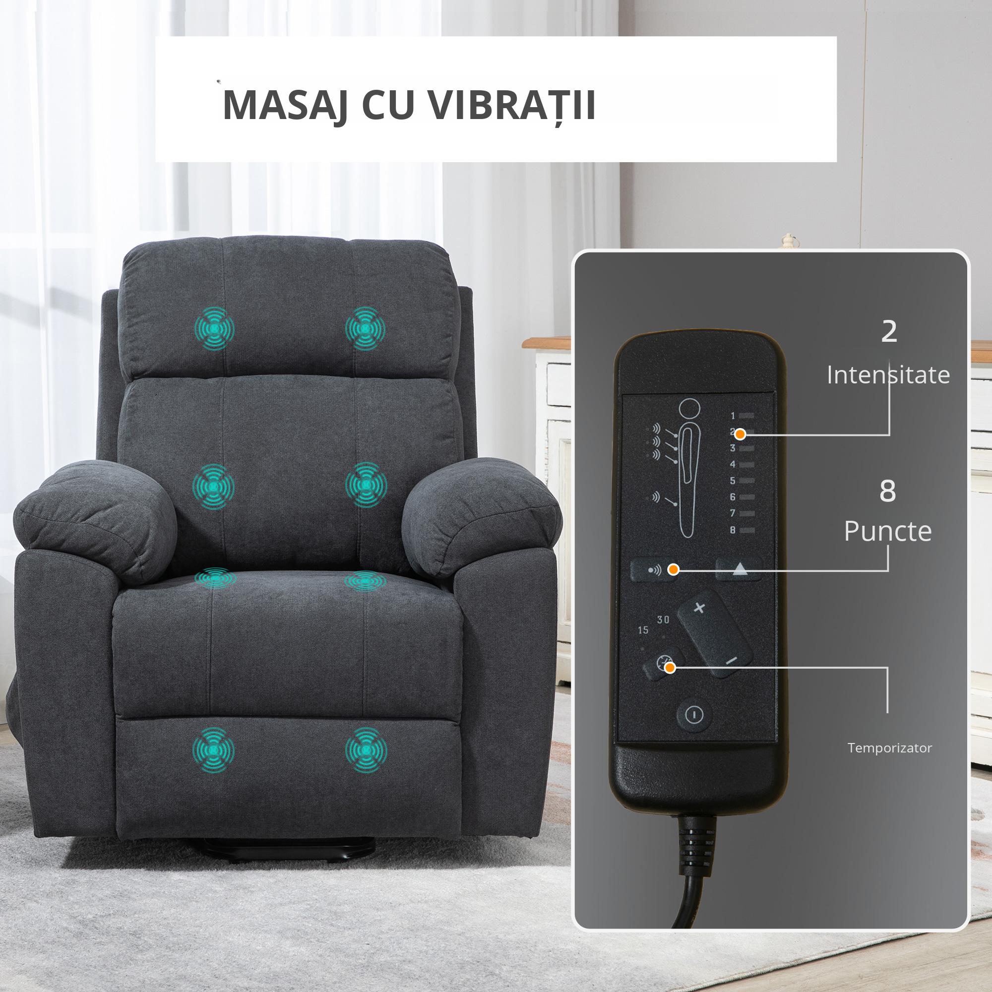  Fotoliu Electric cu Ridicare si Telecomanda, Scaun Tapitat din tesatura pentru Seniori, Relaxare si Confort cu Buzunare Laterale [5]