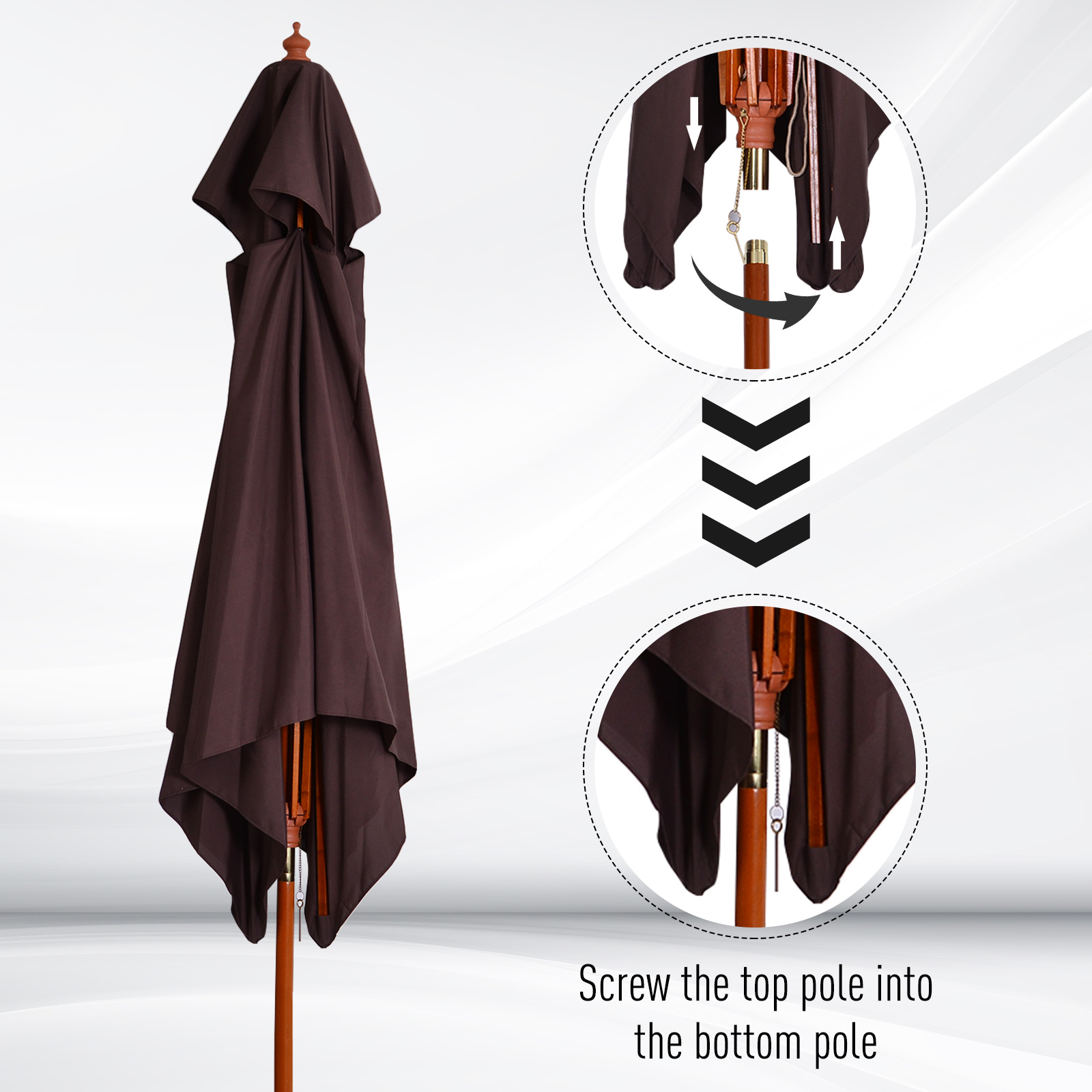  Umbrela de Gradina 3x3 Metri, 8 Lamele Acoperire cu 2 Niveluri [3]