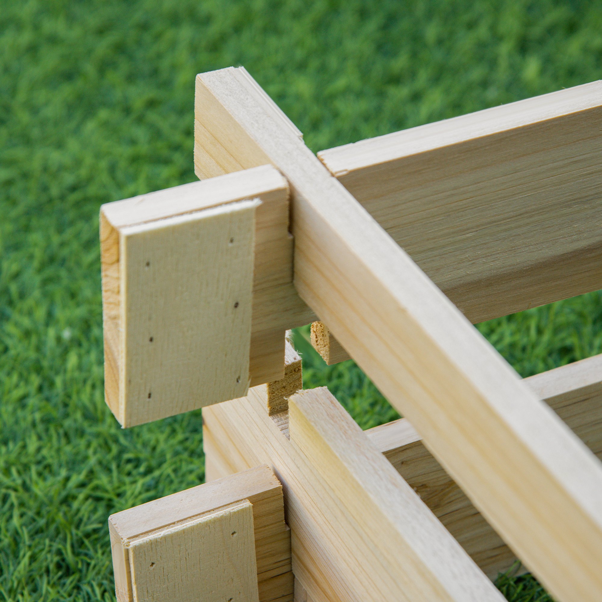  Pat pentru Gradina de Zarzavat din Lemn de Brad, Asamblare fara Suruburi, 100x100x16cm [6]