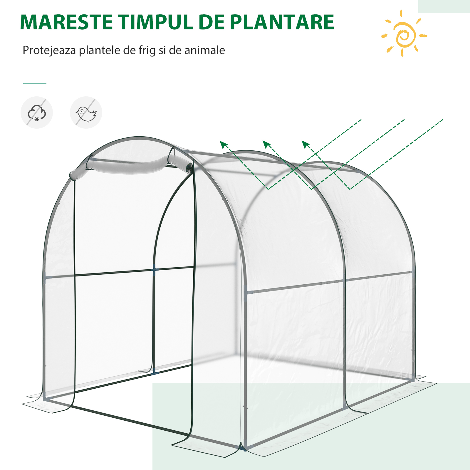  sera gradina tip tunel din PVC, 250x200x200 cm [3]