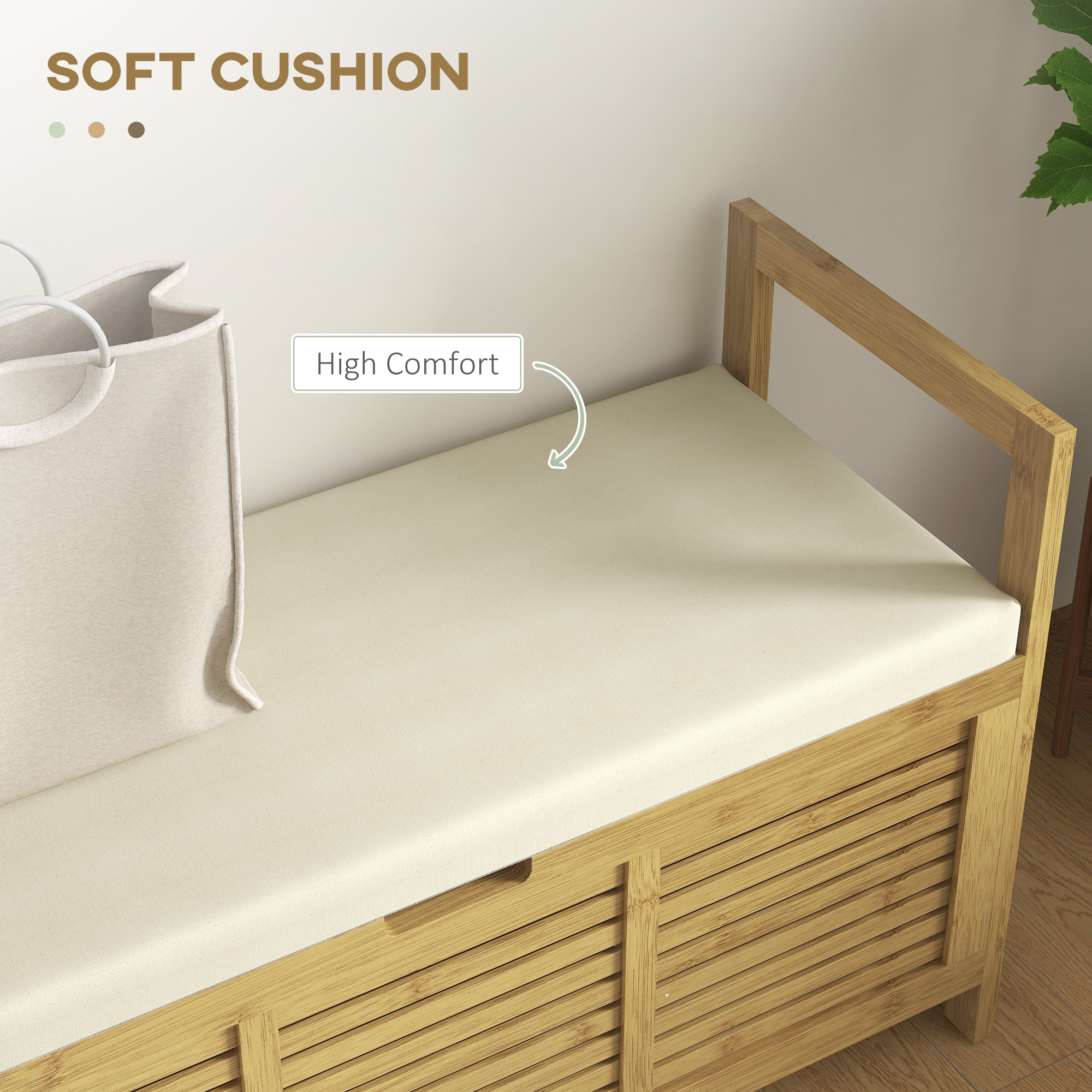  Banca pentru pantofi cu capac rabatabil, Banca din bambus [4]