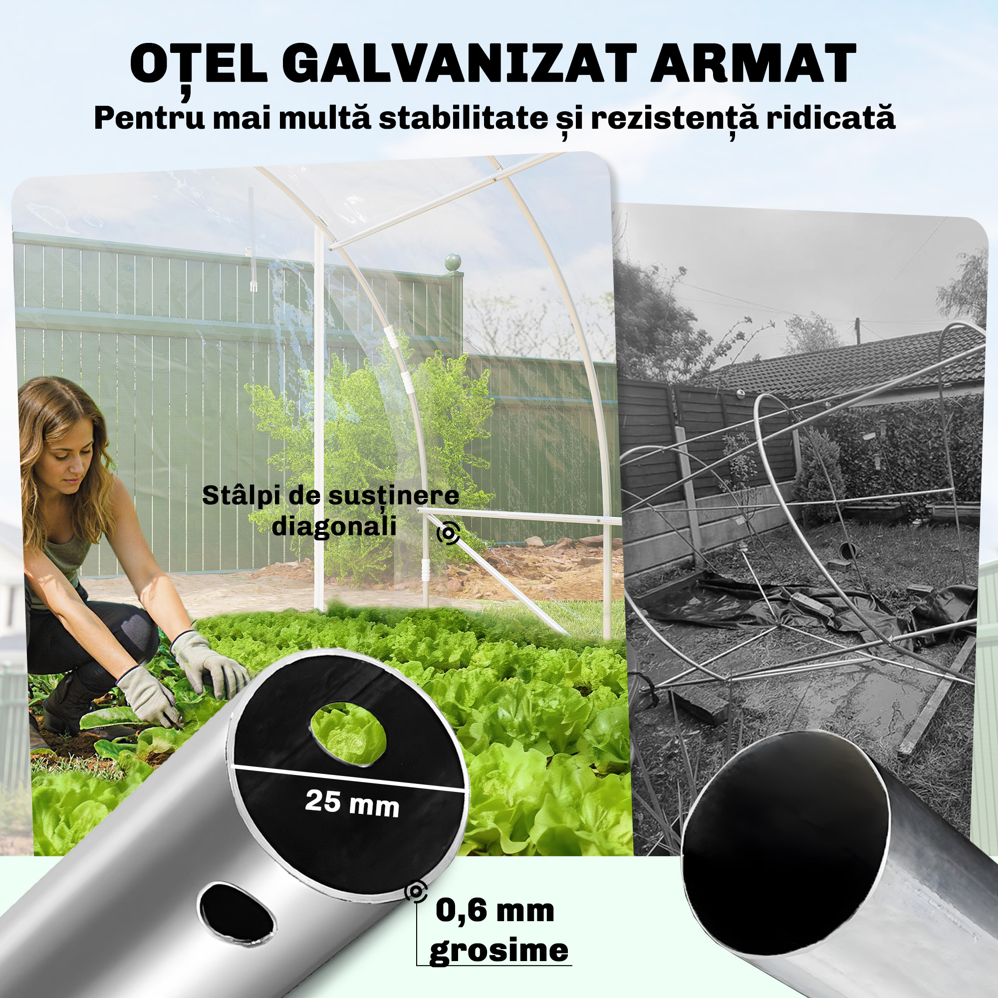  Sera de Gradina Tip Tunel 3x4x2 m cu 2 Usi Rulabile, Sera pentru Legume cu 4 intariri Diagonale, Cadru din Otel si Acoperis PE, pentru Legume, Flori, Fructe, Anti-UV, Transparent [3]