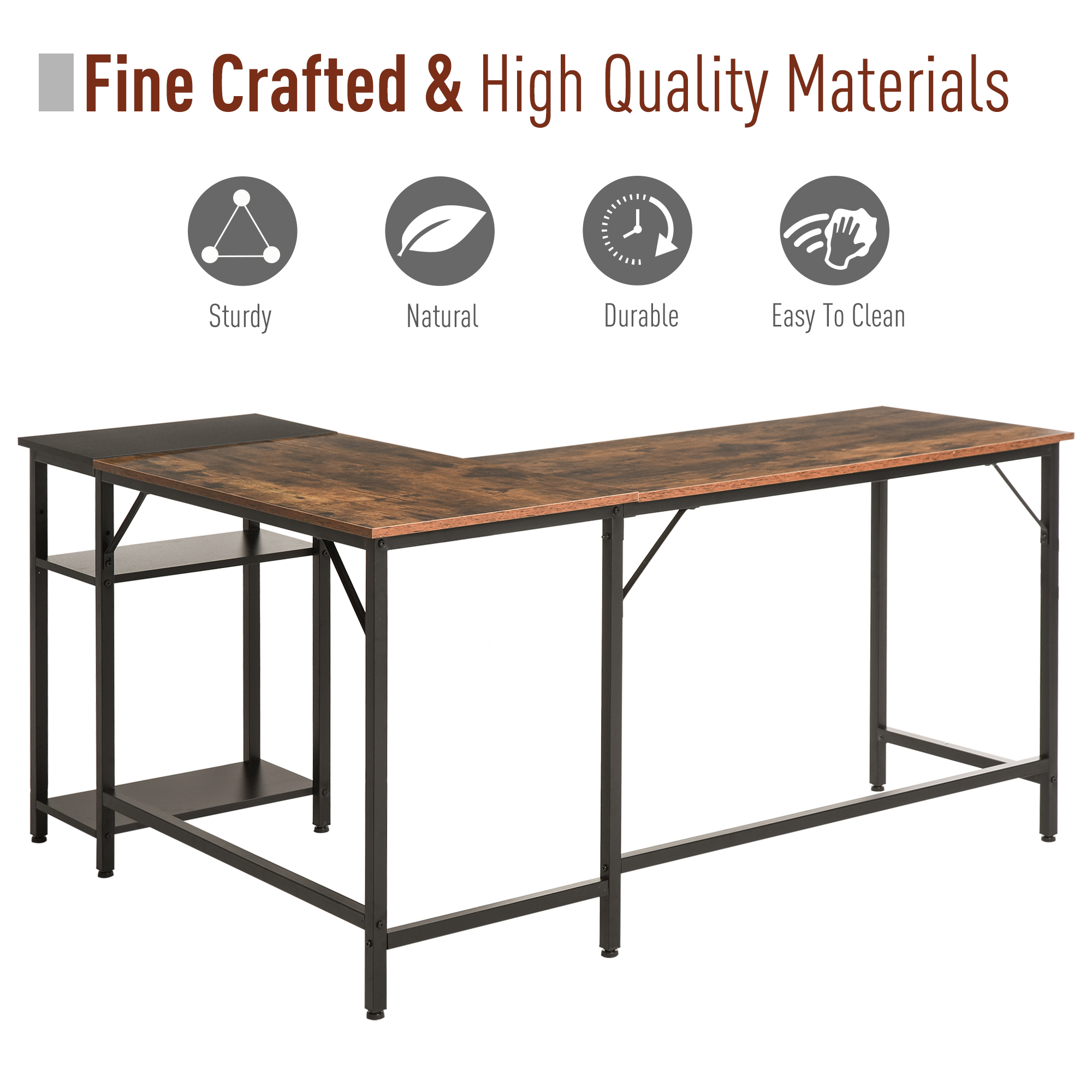  birou pentru calculator, stil industrial, 150x120x75cm [4]