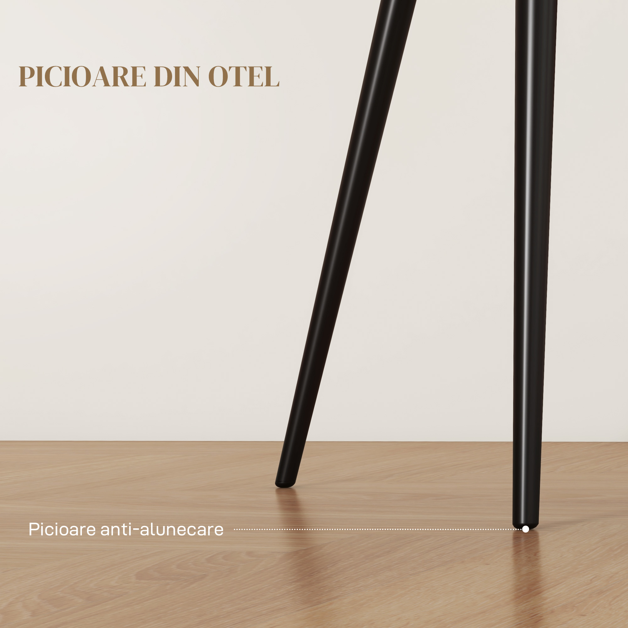  Set 2 Scaune de Dining Tapitate in Stil Nordic cu Brate si Picioare din Otel, 54x57x80 cm, Alb Crem [5]