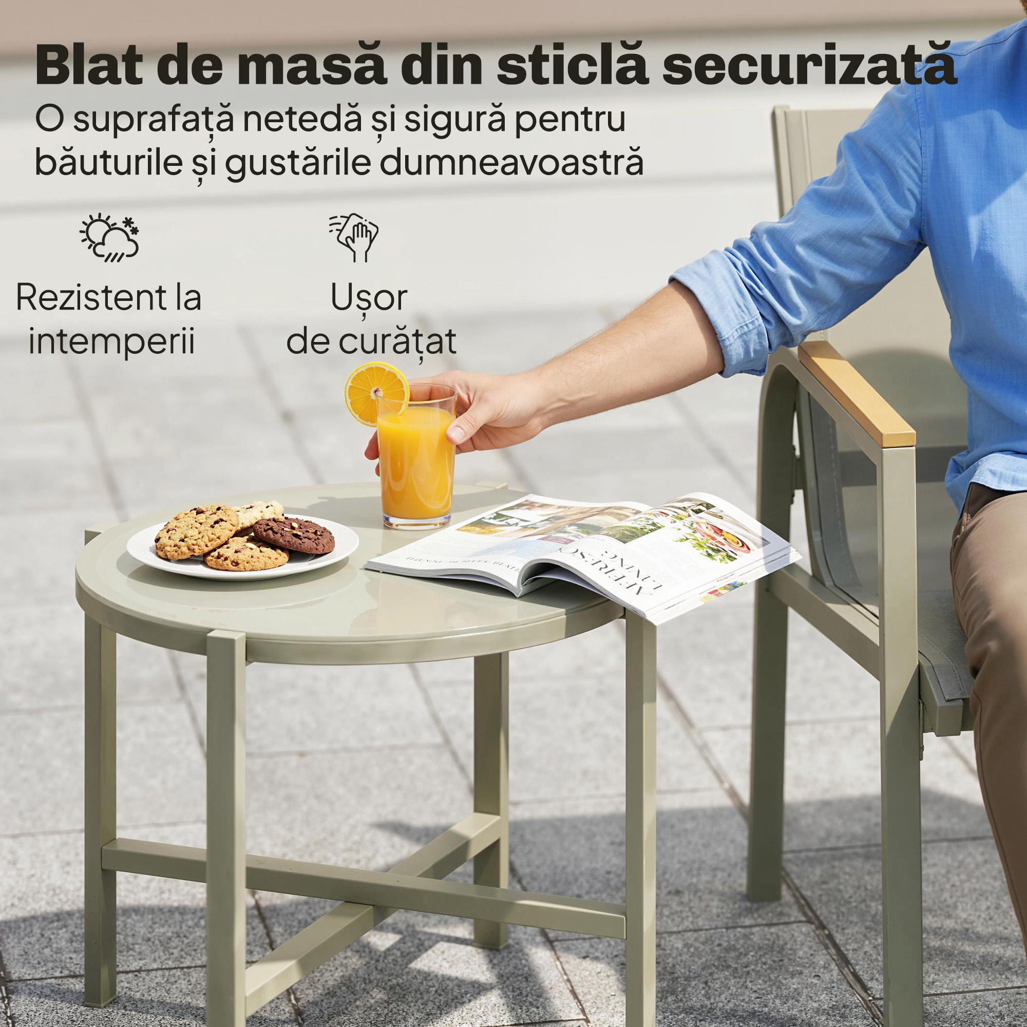  Set Canapea de Exterior cu 2 Fotolii, Verde [6]