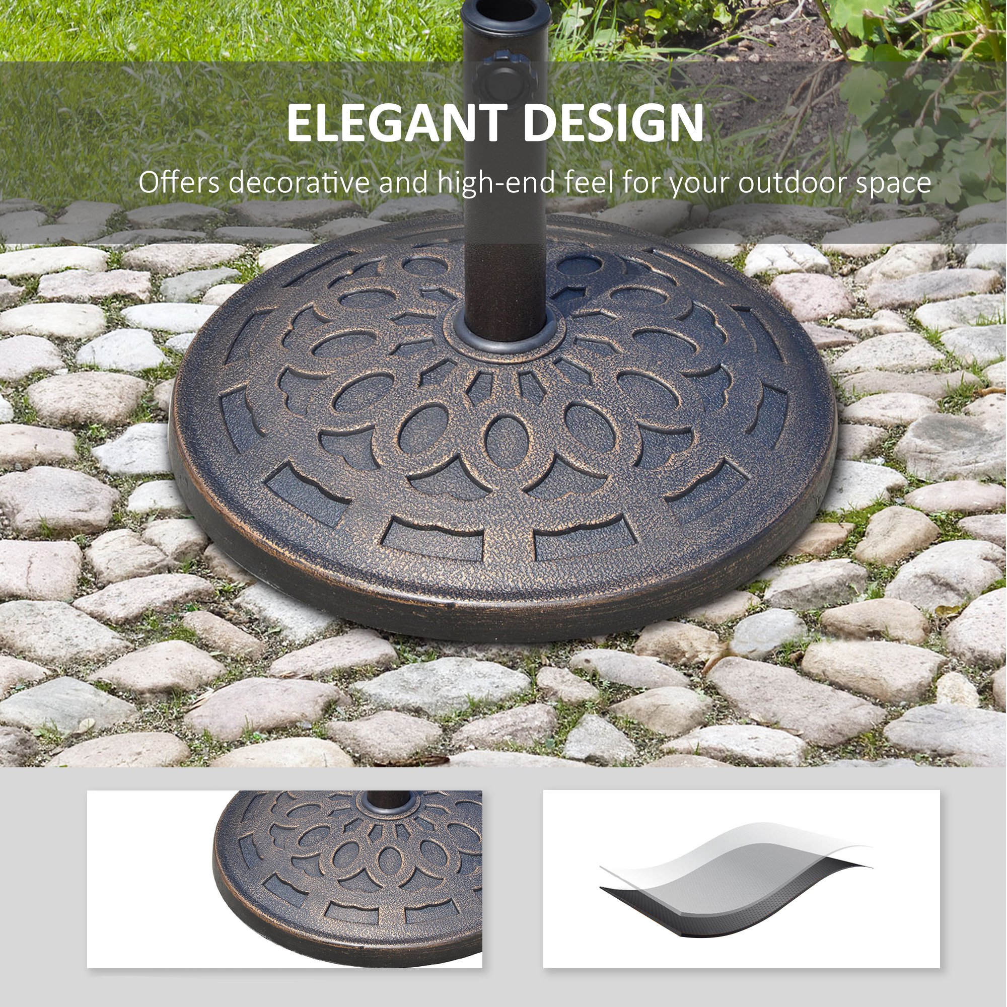  Baza pentru umbrela 12kg din rasina Φ48.5x34cm pentru stalpi 38-48mm bronz [3]