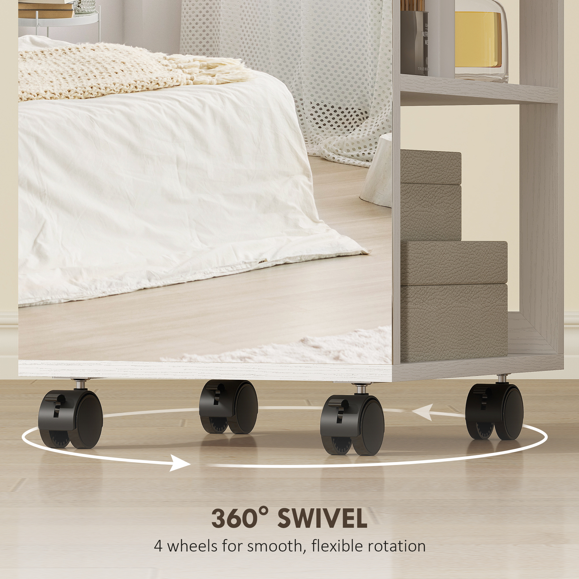  Dulap pentru Bijuterii cu Oglinda Rotativa 360°, Lumina LED Reglabila, incuietoare si Rafturi, 37x40x165,5 cm, Negru [7]