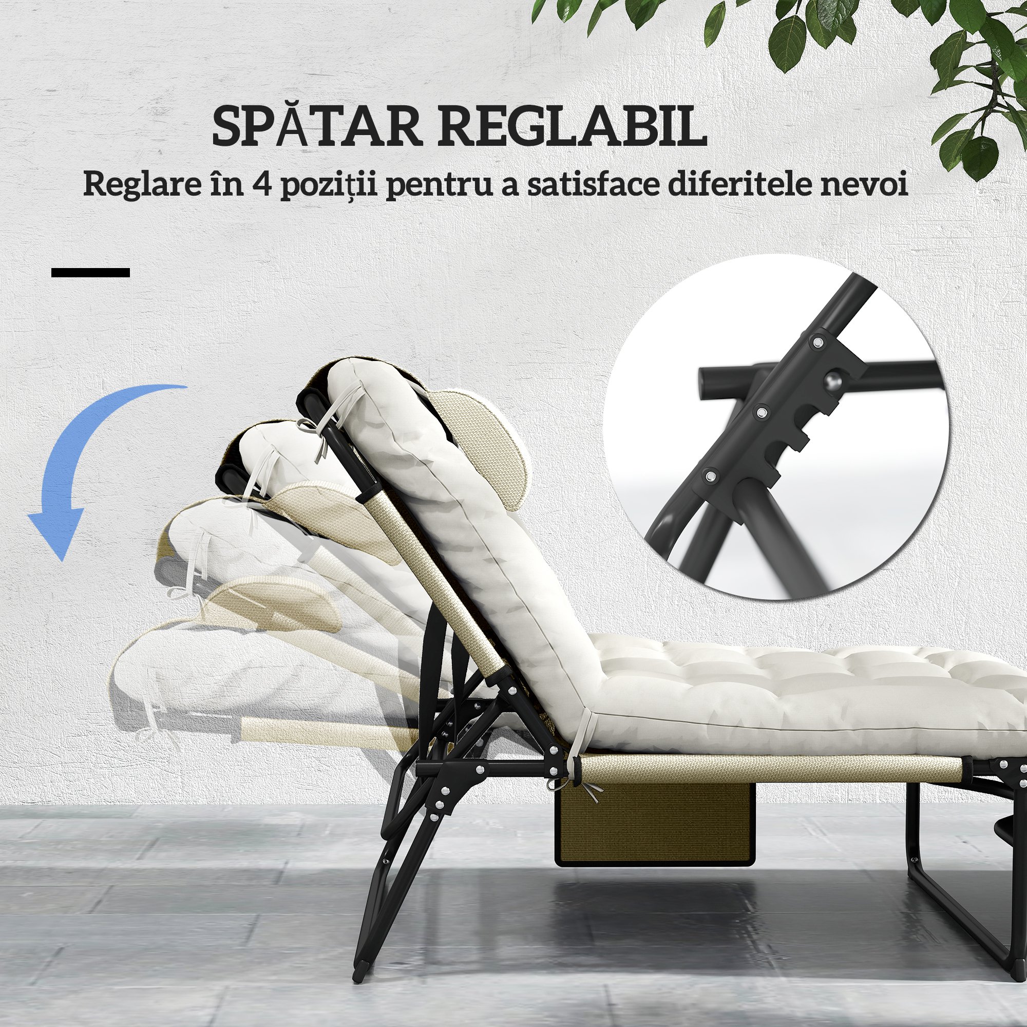  Sezlong pliabil cu spatar inclinabil pe 4 nivele, Scaun [3]